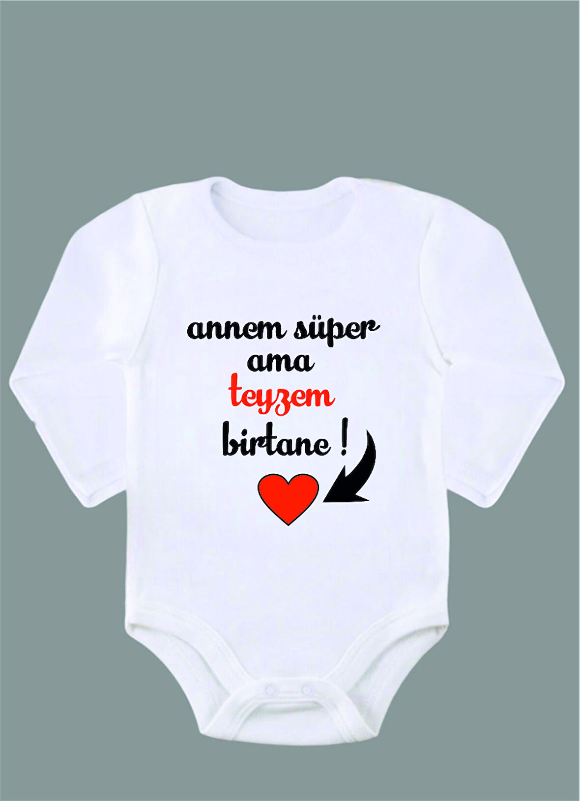 Uzun Kollu %100 Organik Pamuk Baskılı Bebek Body Zıbın ZBN162