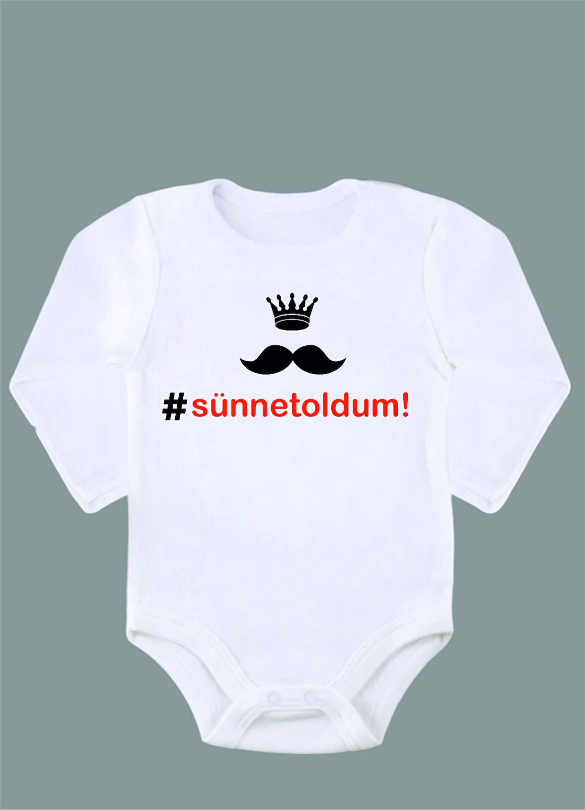 Uzun Kollu %100 Organik Pamuk Baskılı Bebek Body Zıbın ZBN159