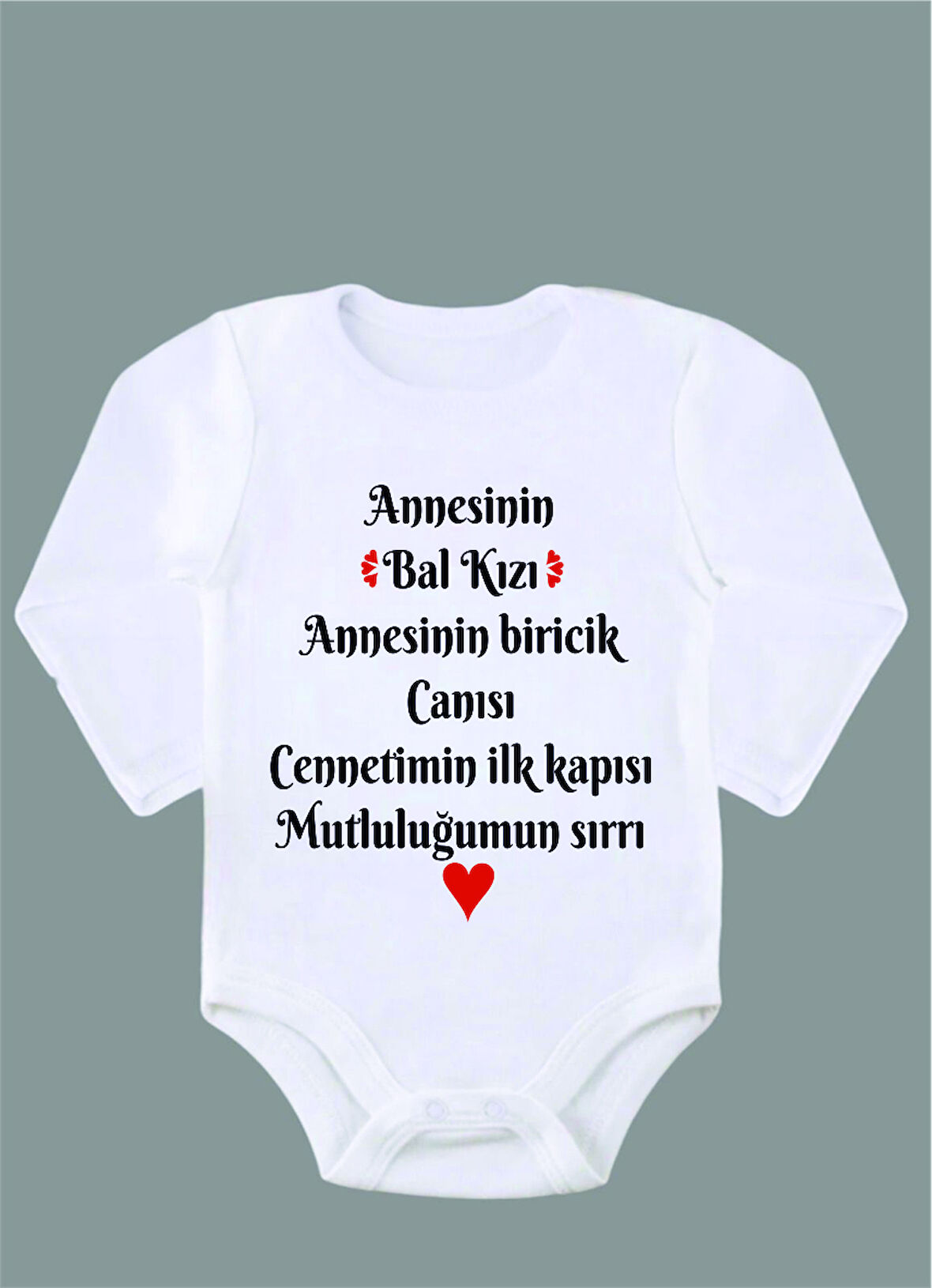 Uzun Kollu %100 Organik Pamuk Baskılı Bebek Body Çıtçıtlı Zıbın ZBN016