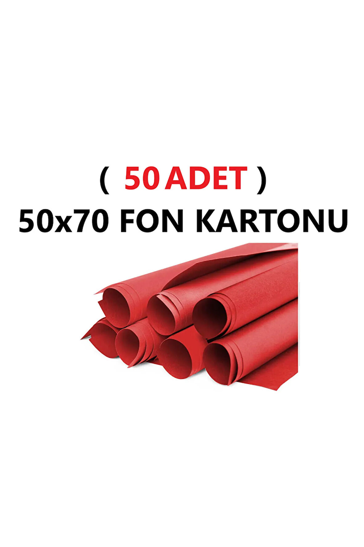 ( 50 Adet ) 50x70 Cm Kırmızı Renkli Fon Kartonu Rulo Canlı Renk Büyük Boy Anaokulu Kreş Okul