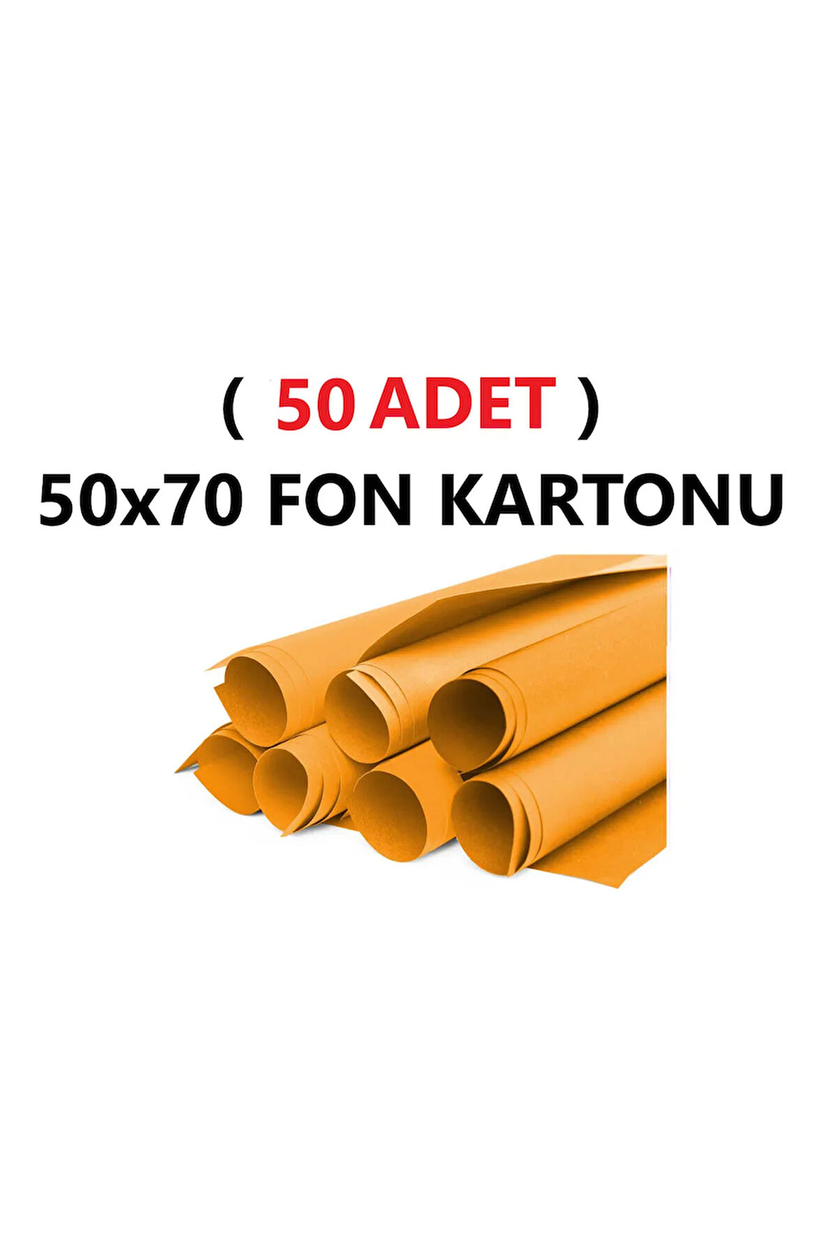 ( 50 Adet ) 50x70 Cm Turuncu Renkli Fon Kartonu Rulo Canlı Renk Büyük Boy Anaokulu Kreş Okul
