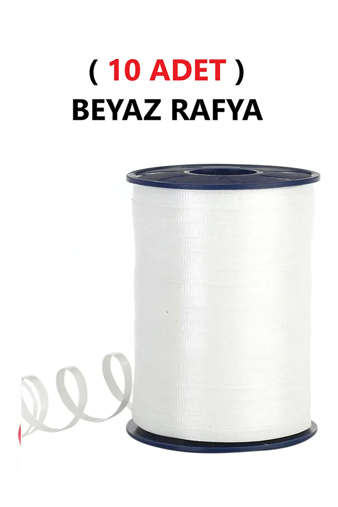 ( 10 Adet ) 200 Metre Rabant Beyaz Rafya Şerit Kurdele