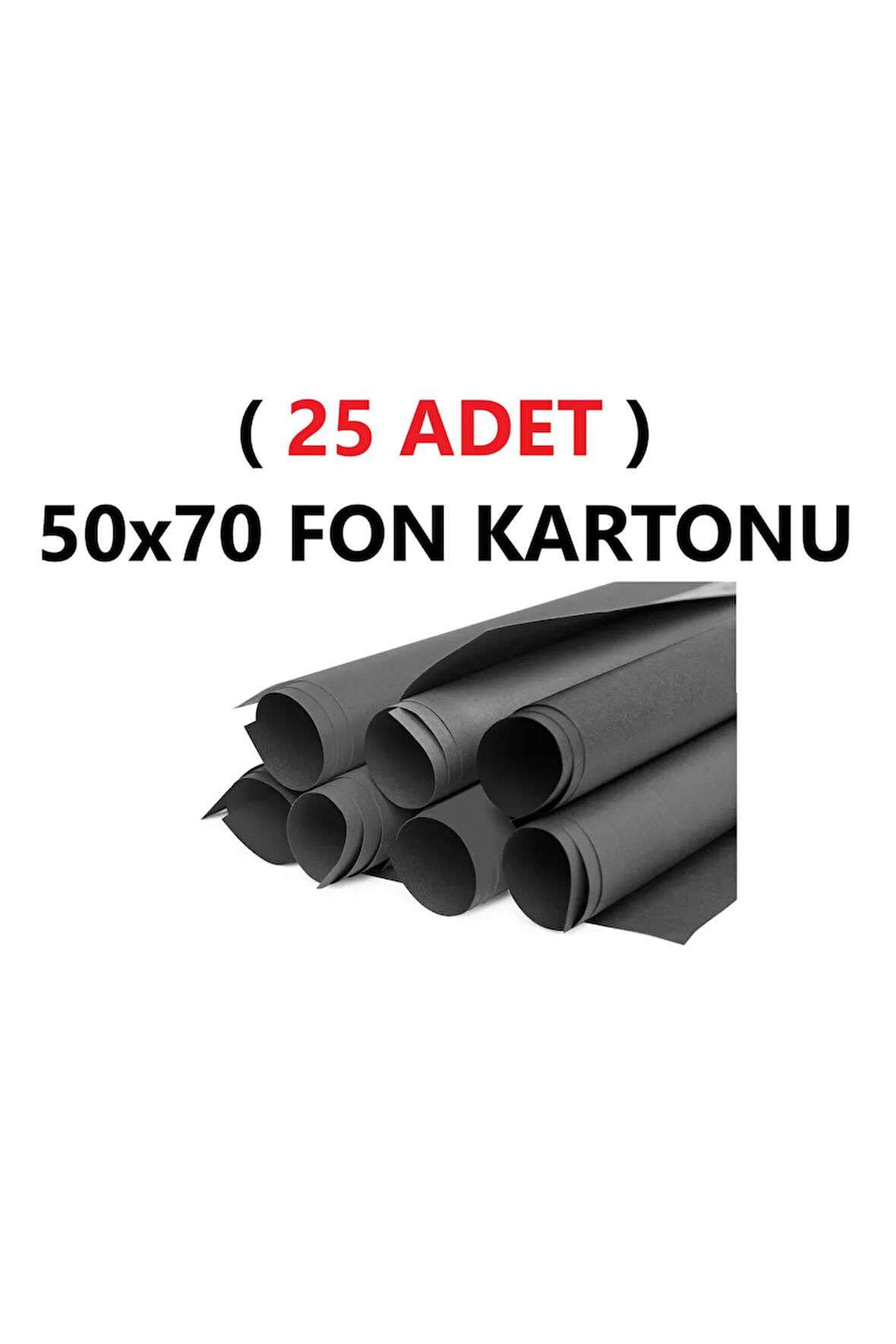 ( 25 Adet ) 50x70 Cm Siyah Renkli Fon Kartonu Rulo Canlı Renk Büyük Boy Anaokulu Kreş Okul