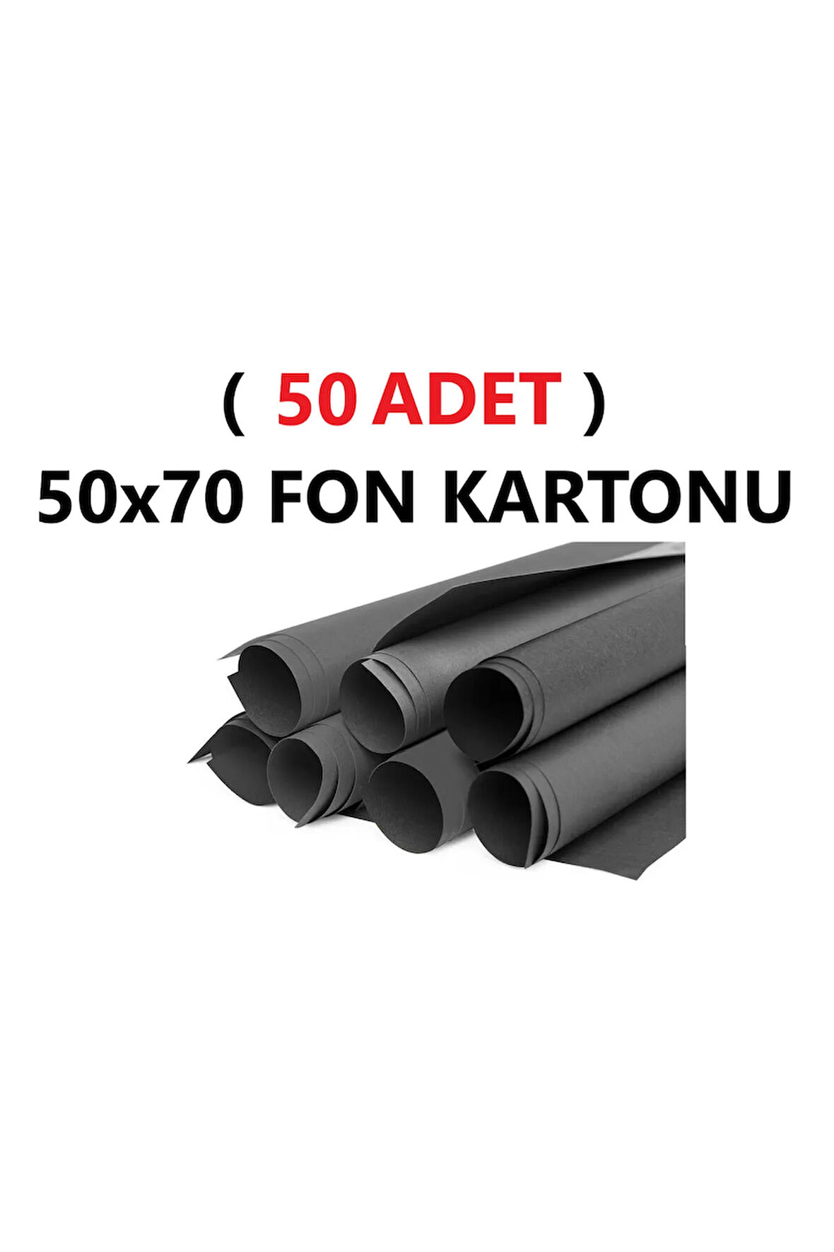 ( 50 Adet ) 50x70 Cm Siyah Renkli Fon Kartonu Rulo Canlı Renk Büyük Boy Anaokulu Kreş Okul