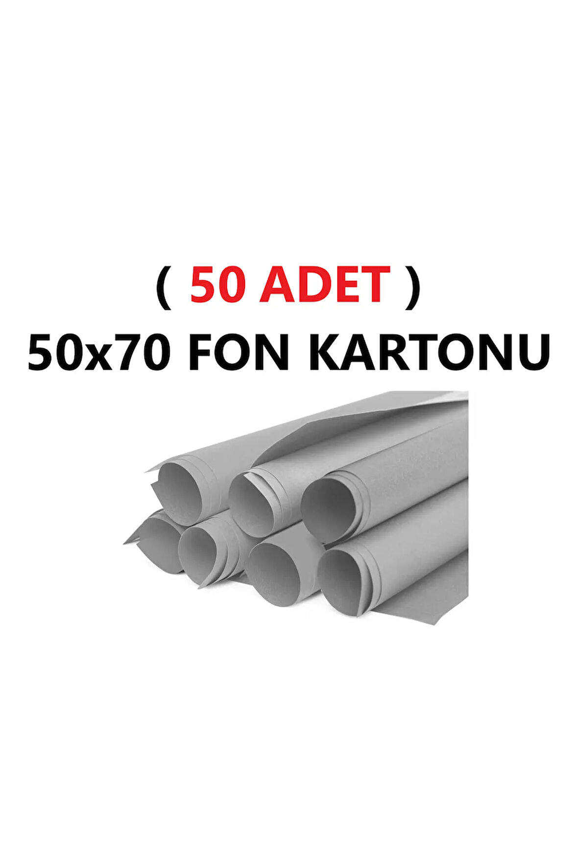 ( 50 Adet ) 50x70 Cm Gri Renkli Fon Kartonu Rulo Canlı Renk Büyük Boy Anaokulu Kreş Okul