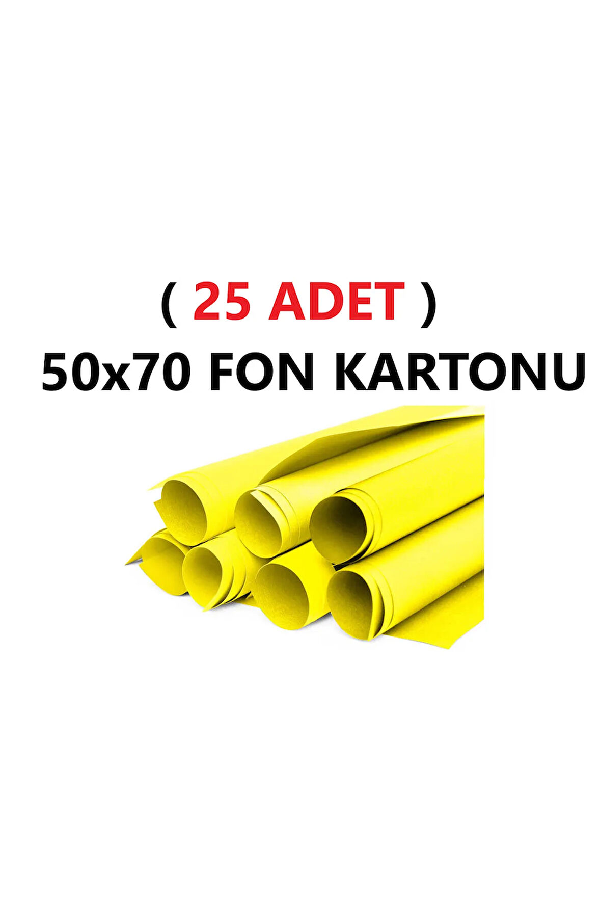 ( 25 Adet ) 50x70 Cm Sarı Renkli Fon Kartonu Rulo Canlı Renk Büyük Boy Anaokulu Kreş Okul