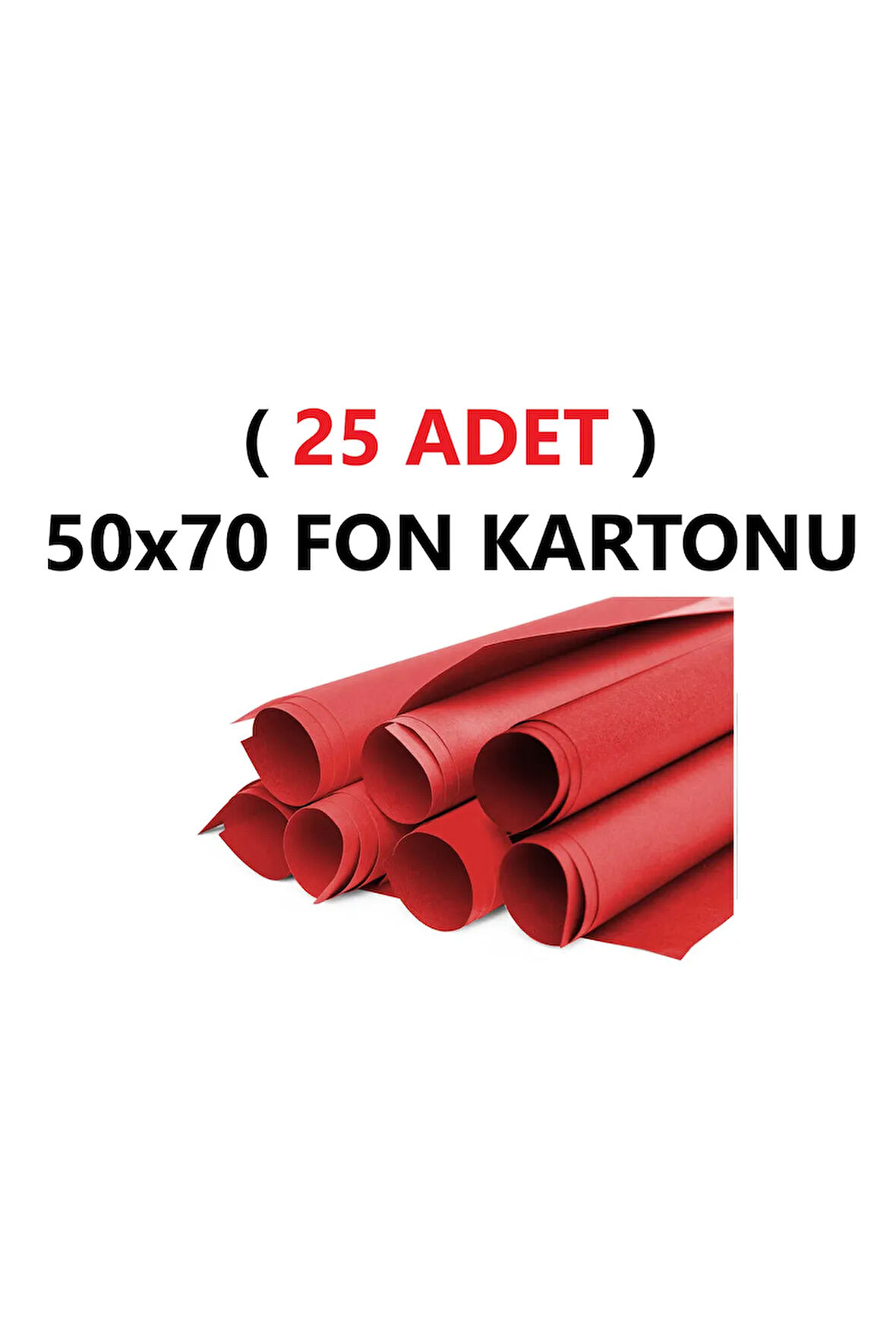 ( 25 Adet ) 50x70 Cm Kırmızı Renkli Fon Kartonu Rulo Canlı Renk Büyük Boy Anaokulu Kreş Okul