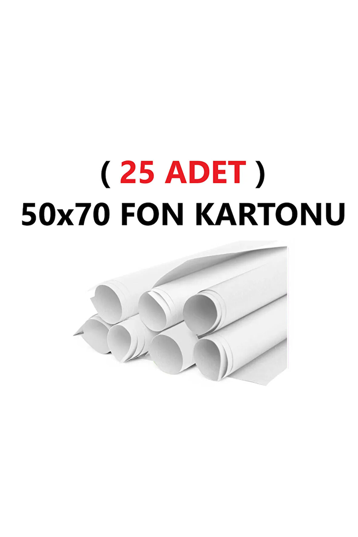 ( 25 Adet ) 50x70 Cm Beyaz Renkli Fon Kartonu Rulo Canlı Renk Büyük Boy Anaokulu Kreş Okul