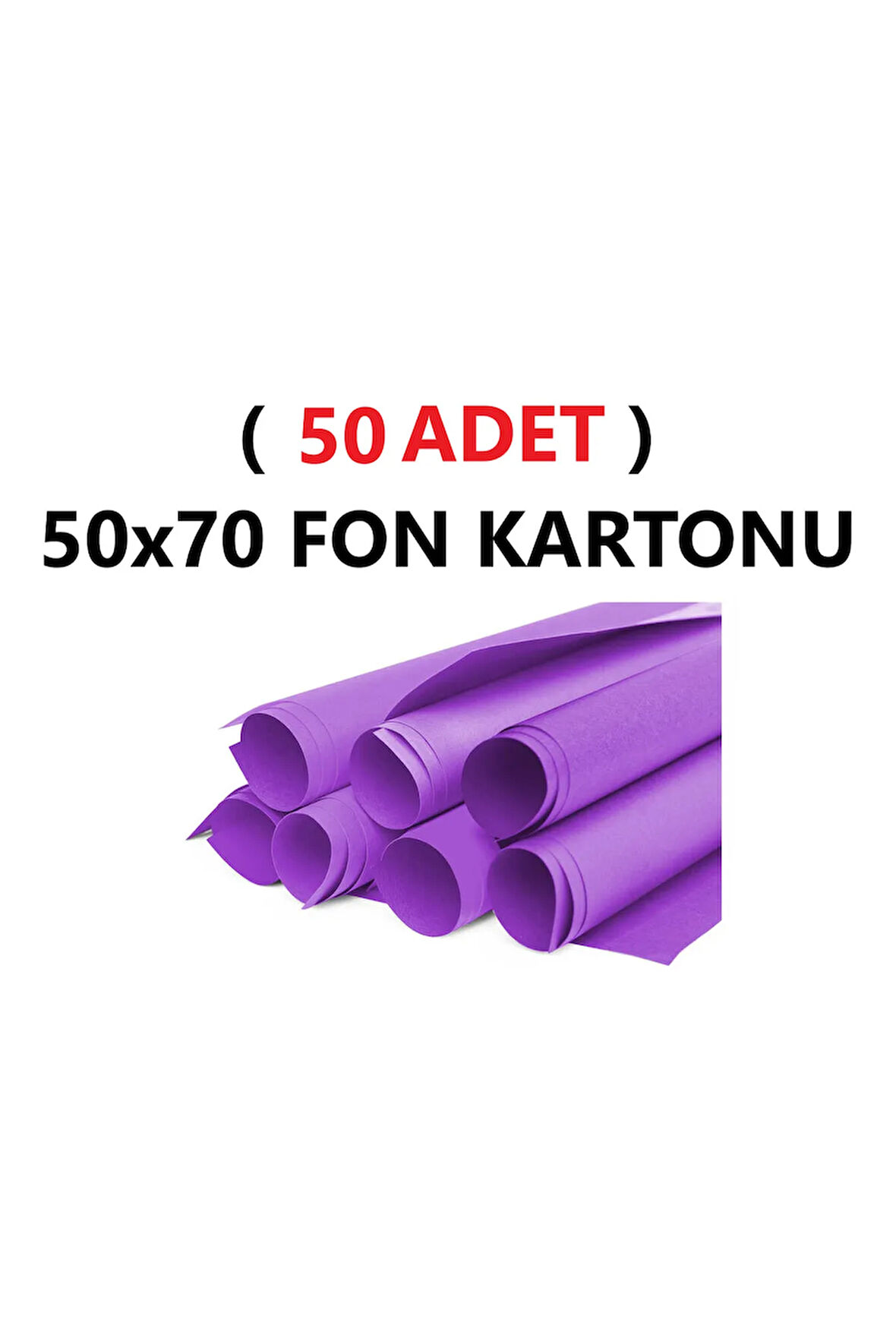 ( 50 Adet ) 50x70 Cm Mor Renkli Fon Kartonu Rulo Canlı Renk Büyük Boy Anaokulu Kreş Okul