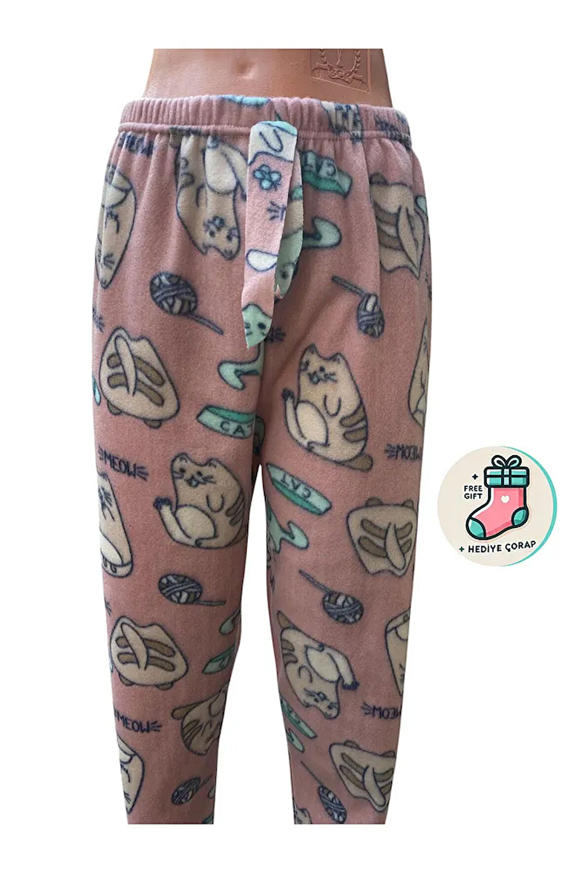 Cepsiz Kışlık Polar Kadın Pijama Altı Tek Alt Je32 - Çorap Hediyeli