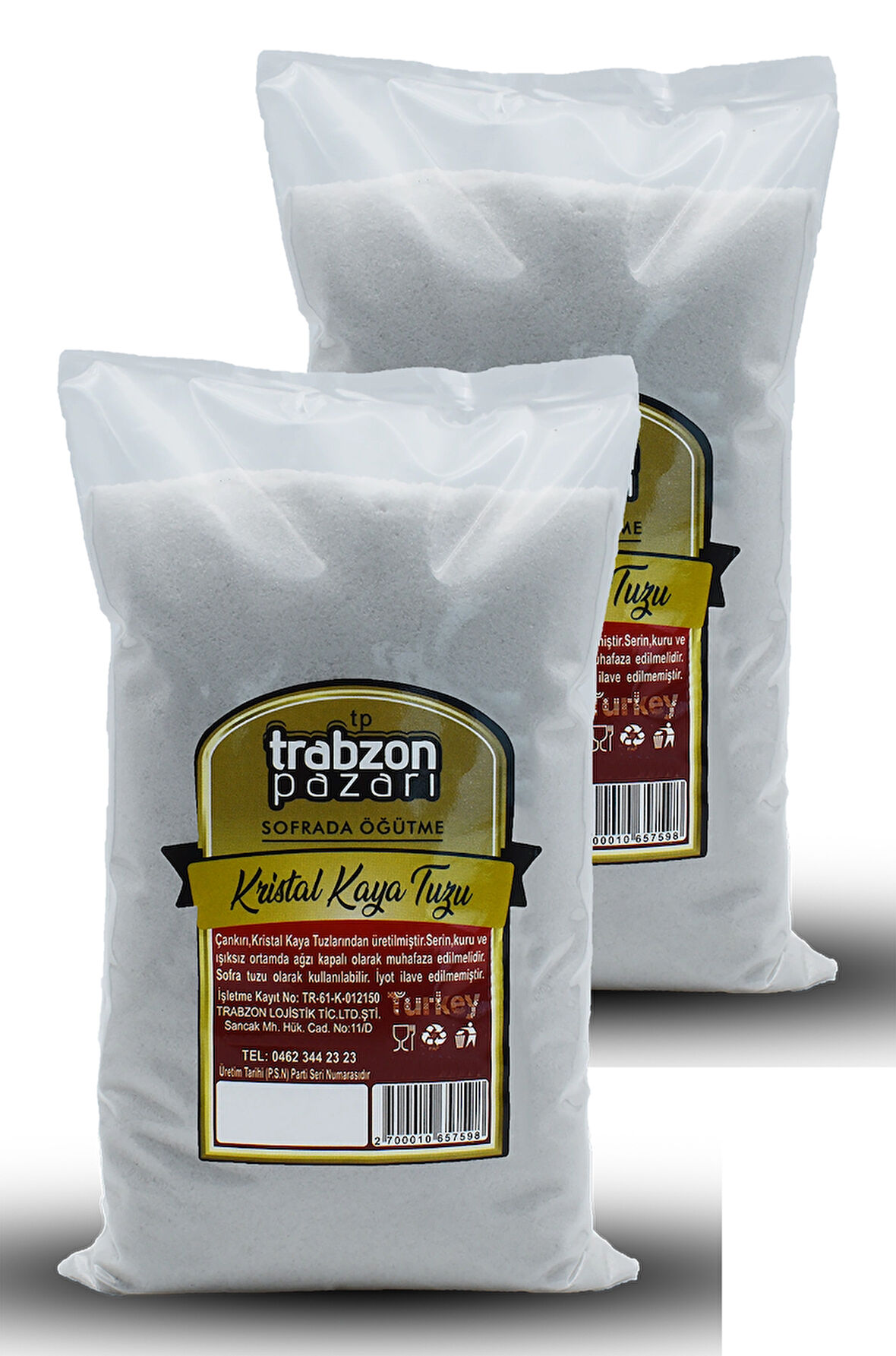 Doğal Refinesiz, Iyotsuz Öğütülmüş Kristal Kaya Tuzu 2x1 kg