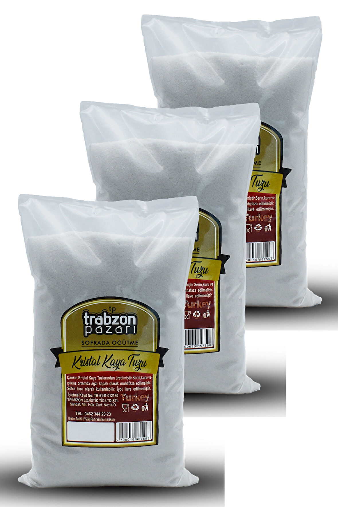Doğal Refinesiz, Iyotsuz Öğütülmüş Kristal Kaya Tuzu 3x1 kg