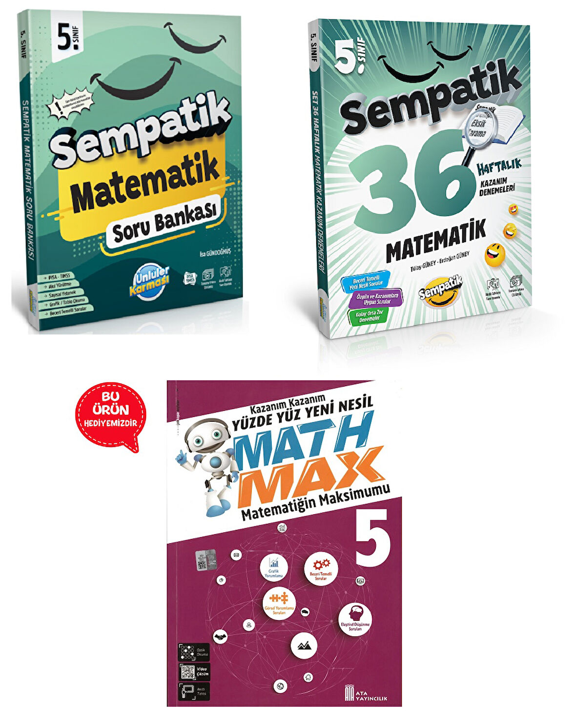 5.Sınıf Sempatik Matematik Soru Bankası +36 Haftalık Kazanım Denemeleri (Hediyeli)