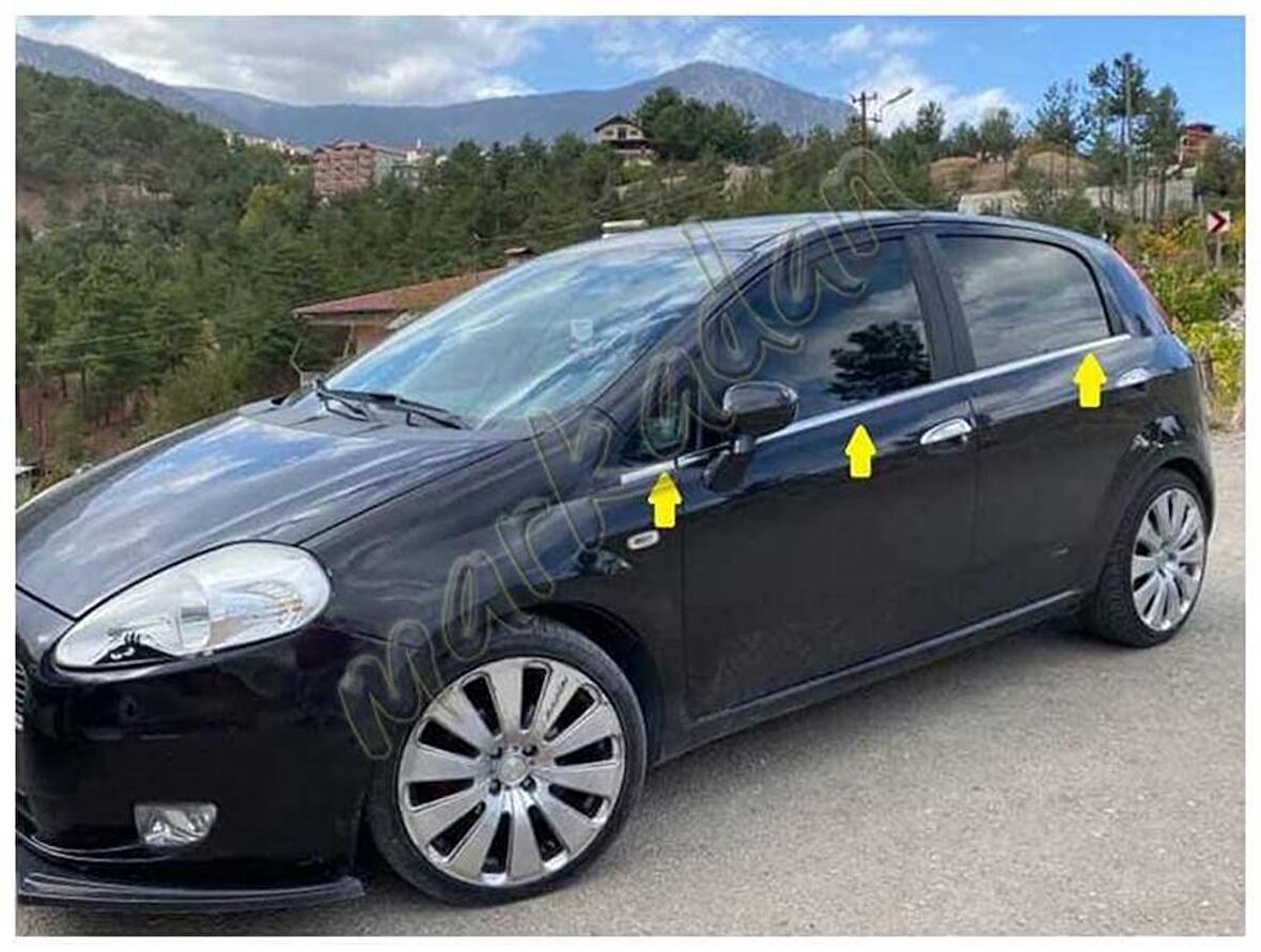 Markadan Fiat Grande Punto Krom Cam Çıtası 2005 Sonrası 6 Parça Paslanmaz Çelik