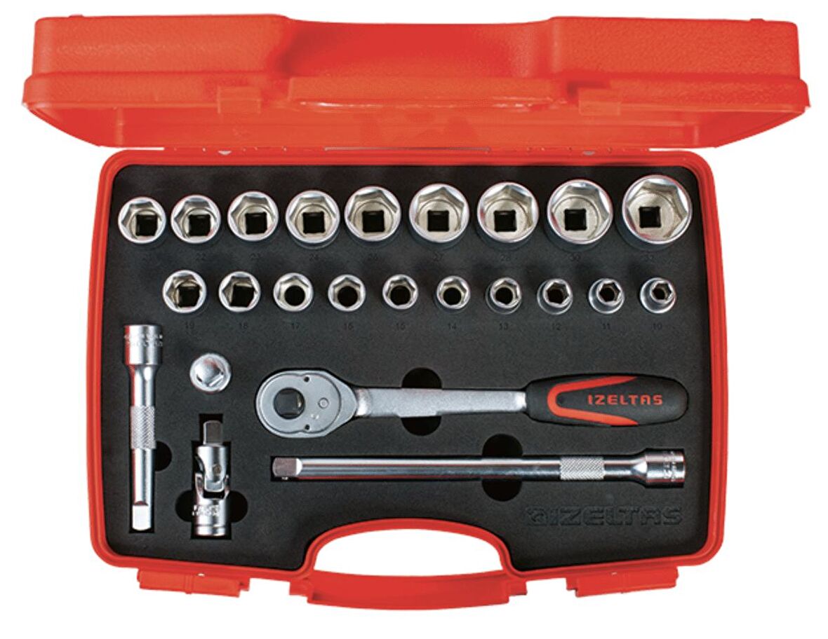 İZELTAŞ 1/2” Altı Köşe Lokma Anahtar Takımı (24 Parça, mm)