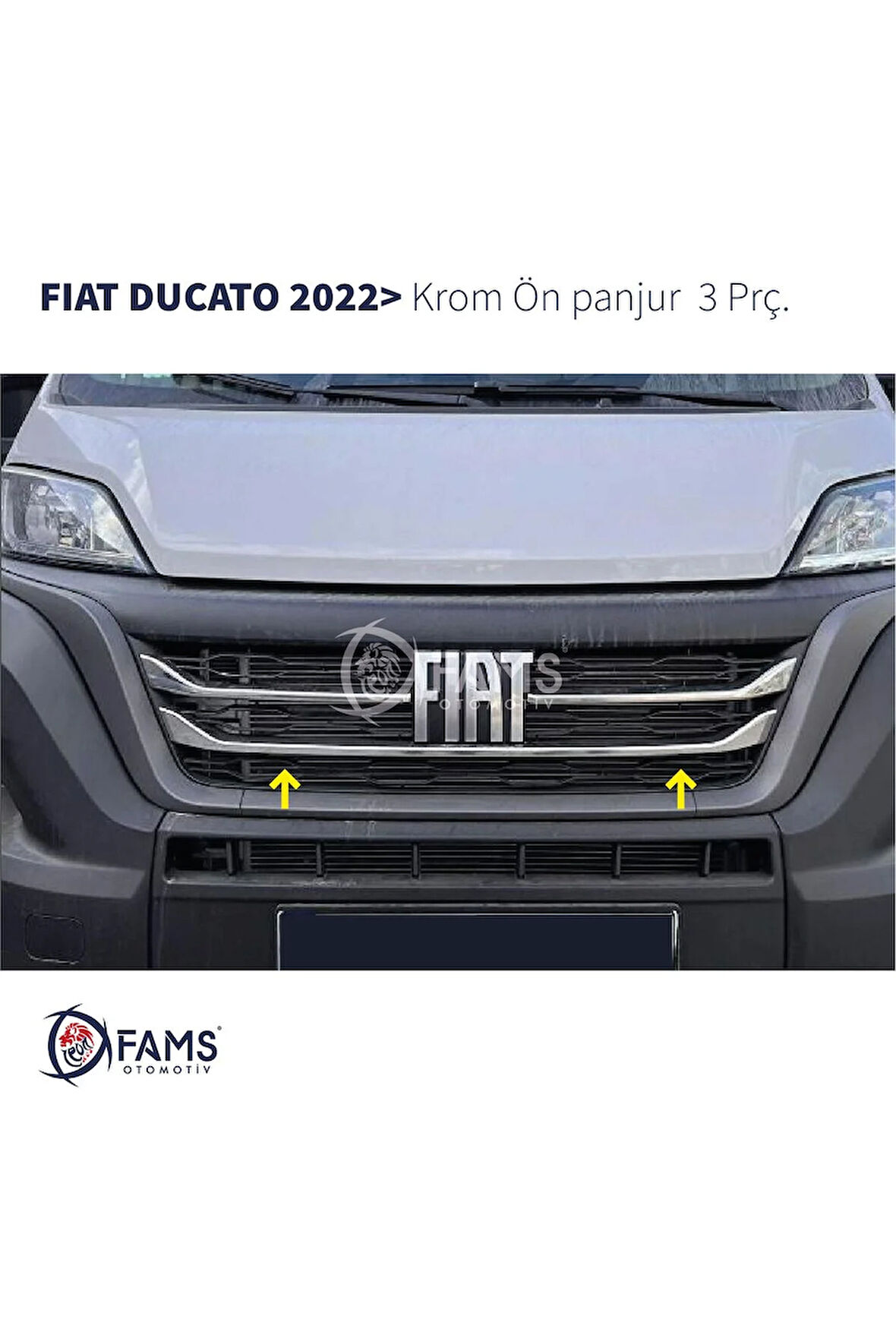 Fiat Ducato Krom Ön Panjur 3 Parça 2022> Paslanmaz Çelik