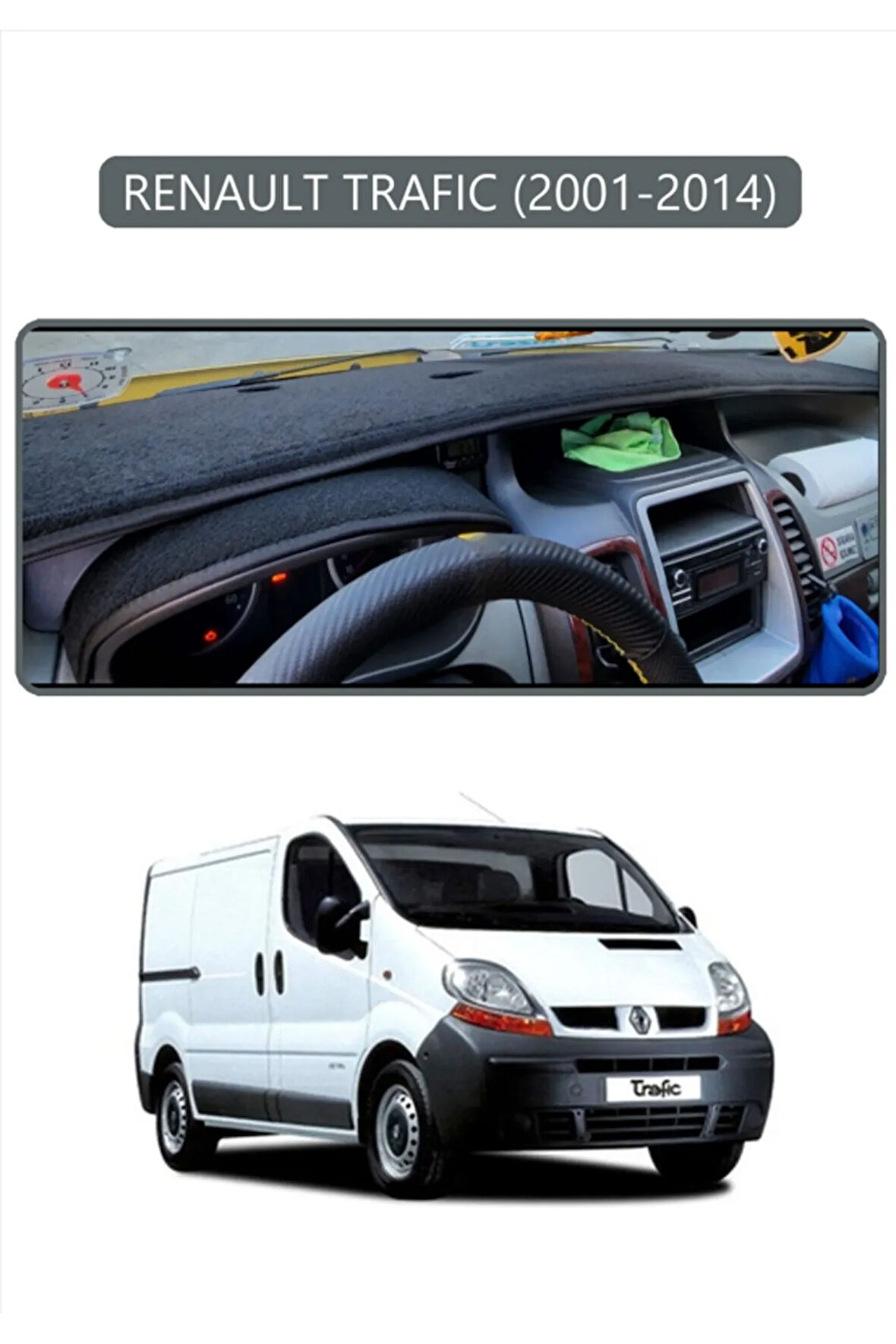 Renault Trafıc (2001-2014) Torpido Koruma  Halısı -  Gri Kenar