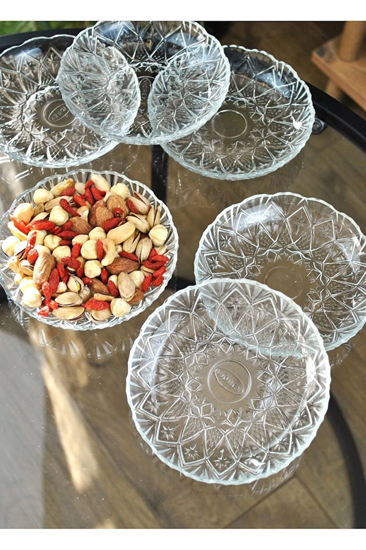 Cam Kristal Mini Model Tabak Kahvaltılık Çerezlik 12 Cm 6'lı Solita