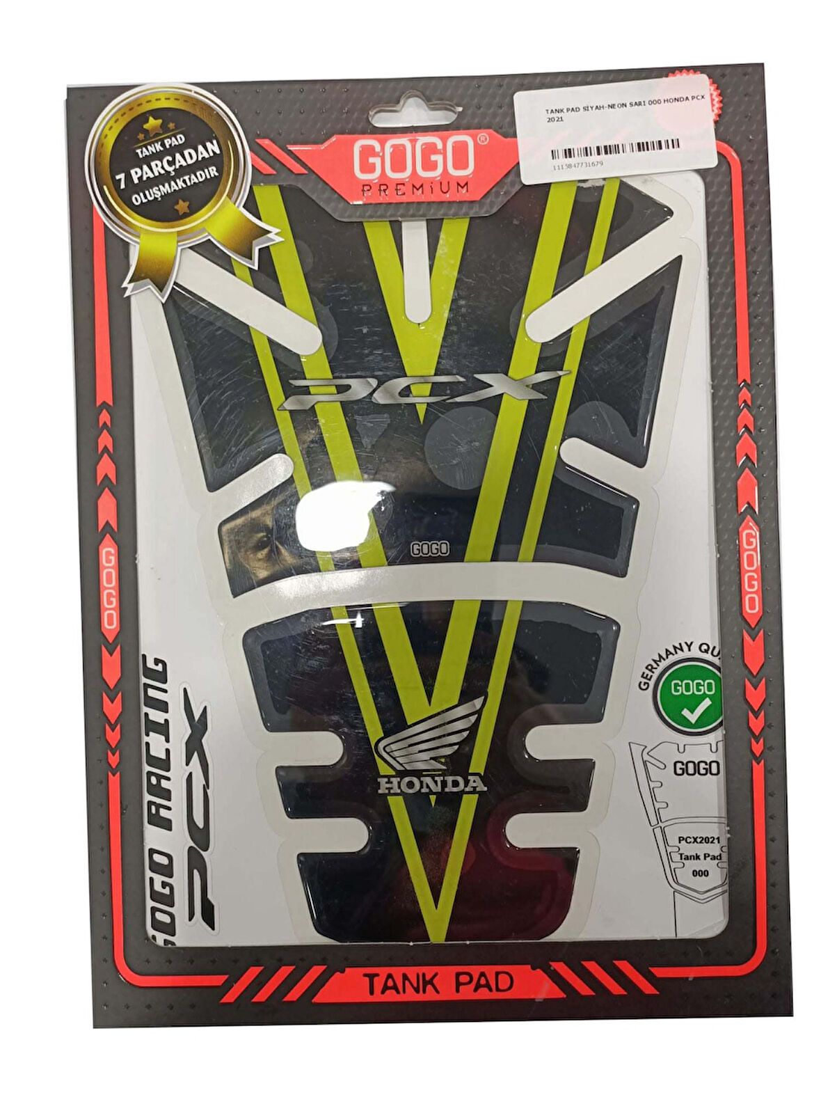 Gogo Tank Pad Set 7 Parça 008 Siyah Sarı Honda Pcx 125 2021 2024