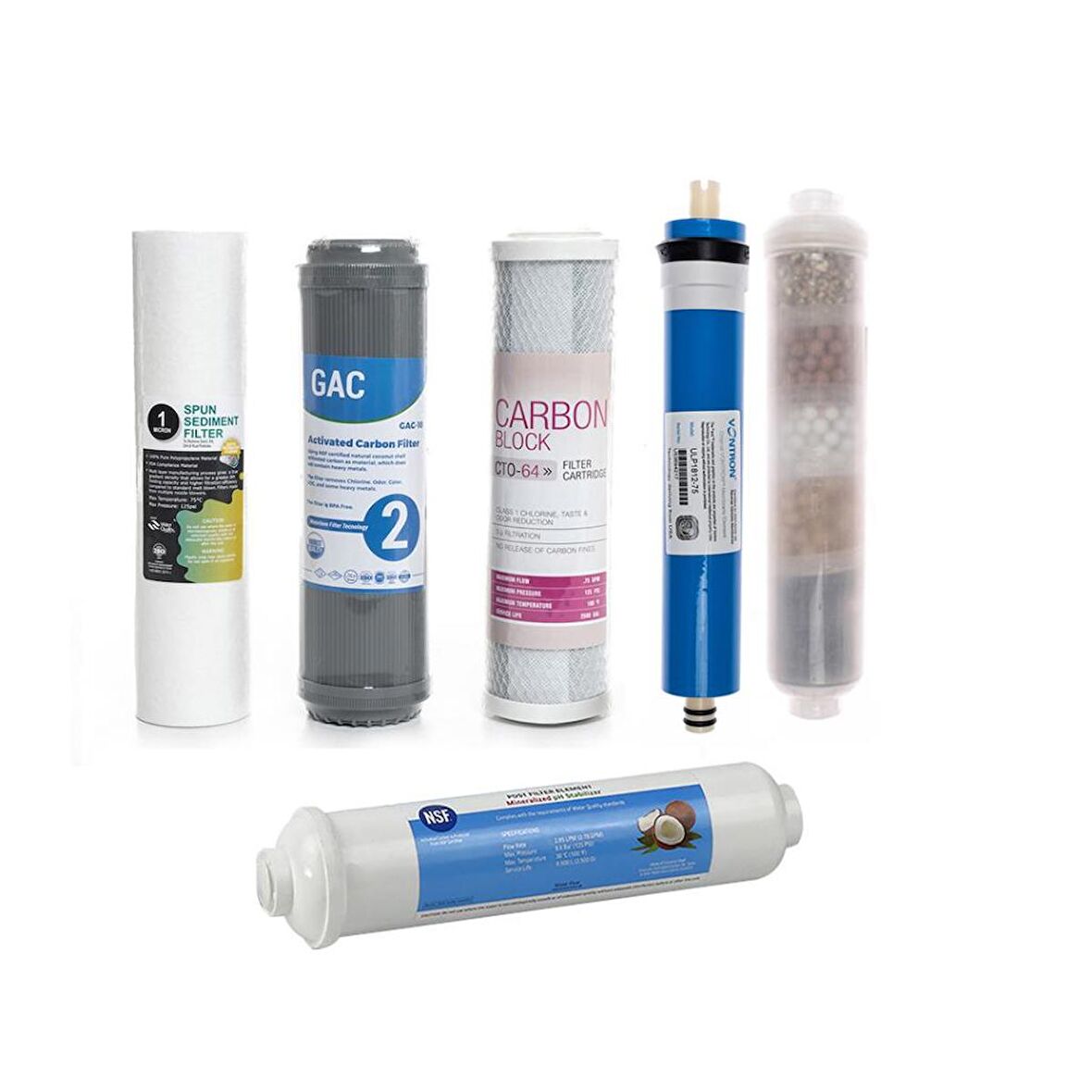 Sulook Açık Kasa Su Arıtma Cihazlarına Uyumlu 6'lı Filtre Seti 10 Aşamalı Vontron Membranlı