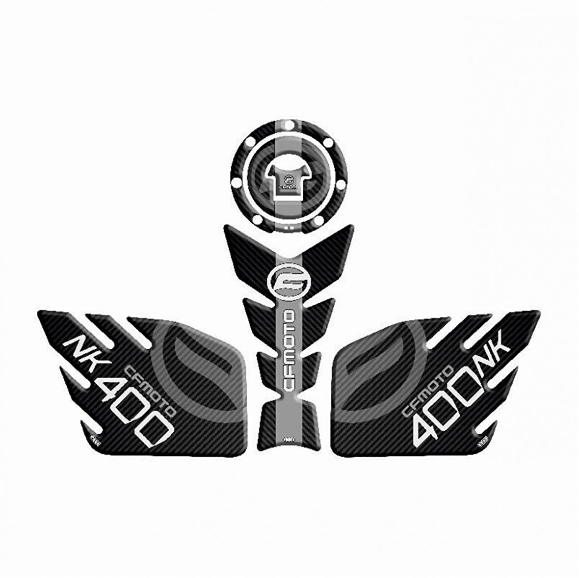 Gogo Tank Pad 002 Siyah-gri Çizgili Cfmoto 400 Nk