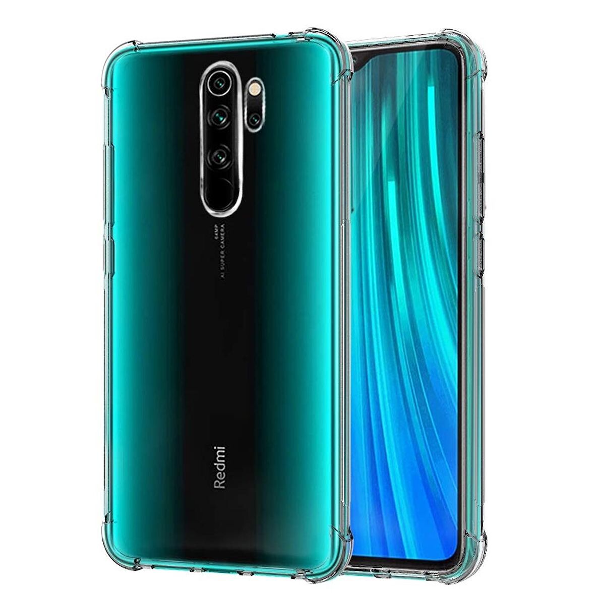 Smcase Xiaomi Redmi Note 8 Pro Kılıf Darbe Korumalı Silikon  Tam Kapatan Cam