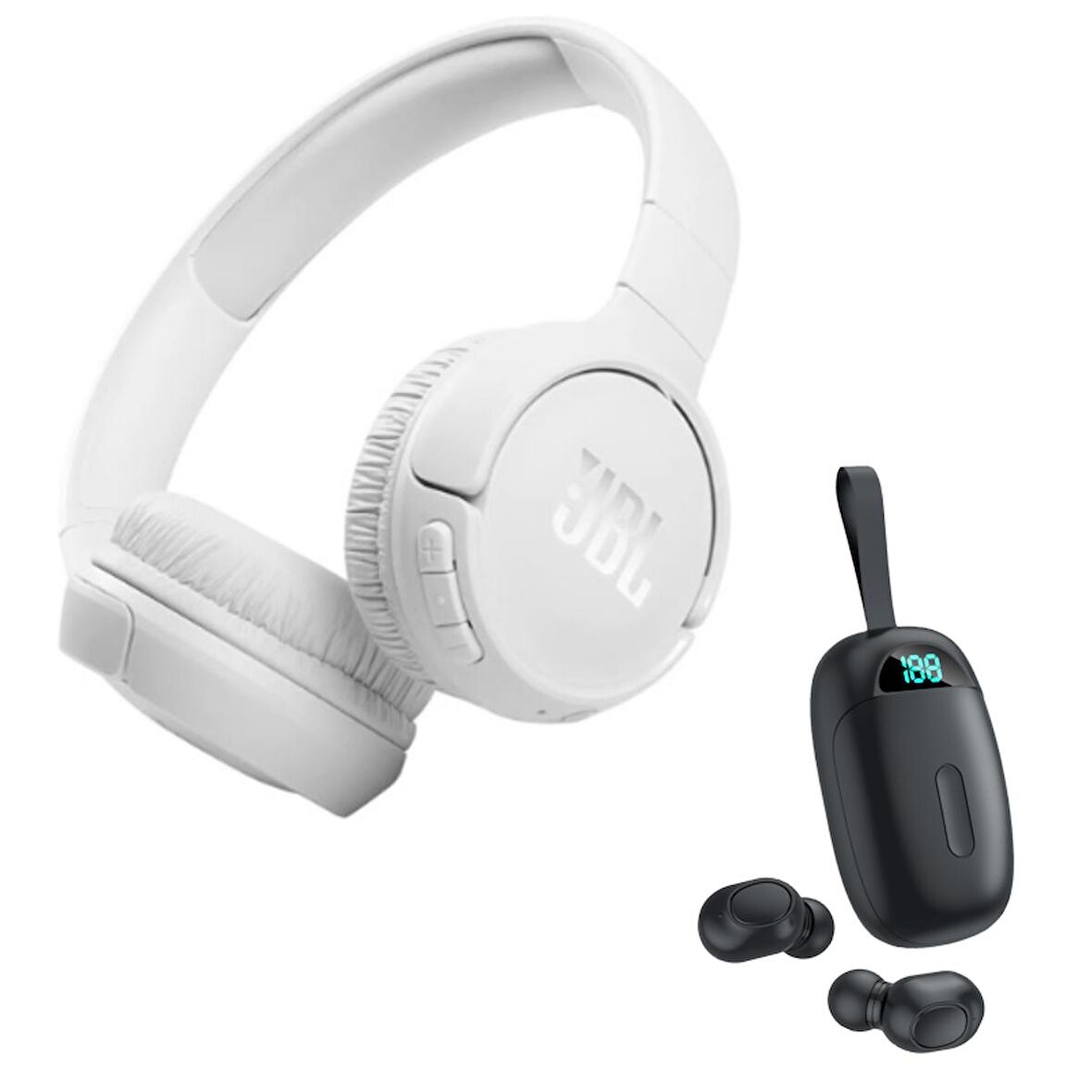 JBL Uyumlu Tune 510BT Beyaz Kulak Üstü Kulaklık ve Jbl Tws 530 Bluetooth Ve Dokunmatik Kablosuz Kulaklık