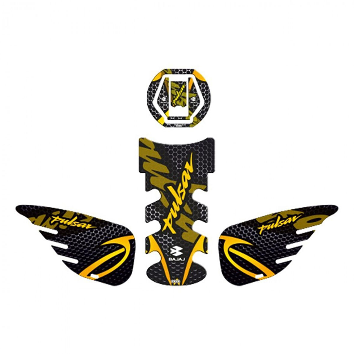 Gogo Tank Pad Seti Bajaj Pulsar Siyah Sarı 003 2014-2023