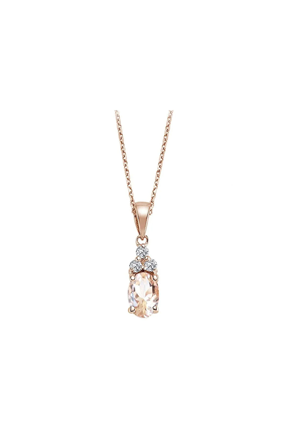 Pırlanta Ve Oval Morganite Taşlı Saga Kolye