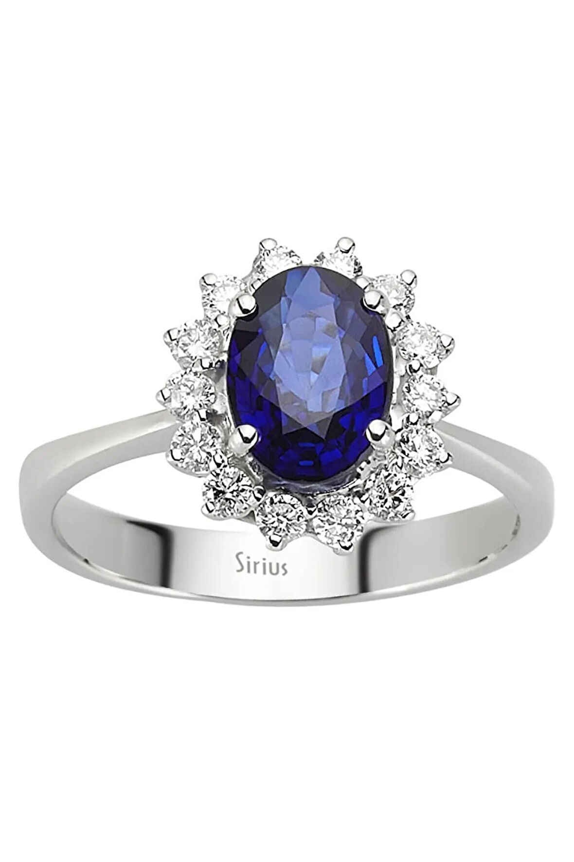 Pırlanta Ve Oval Safir Taşlı Anturaj Yüzük