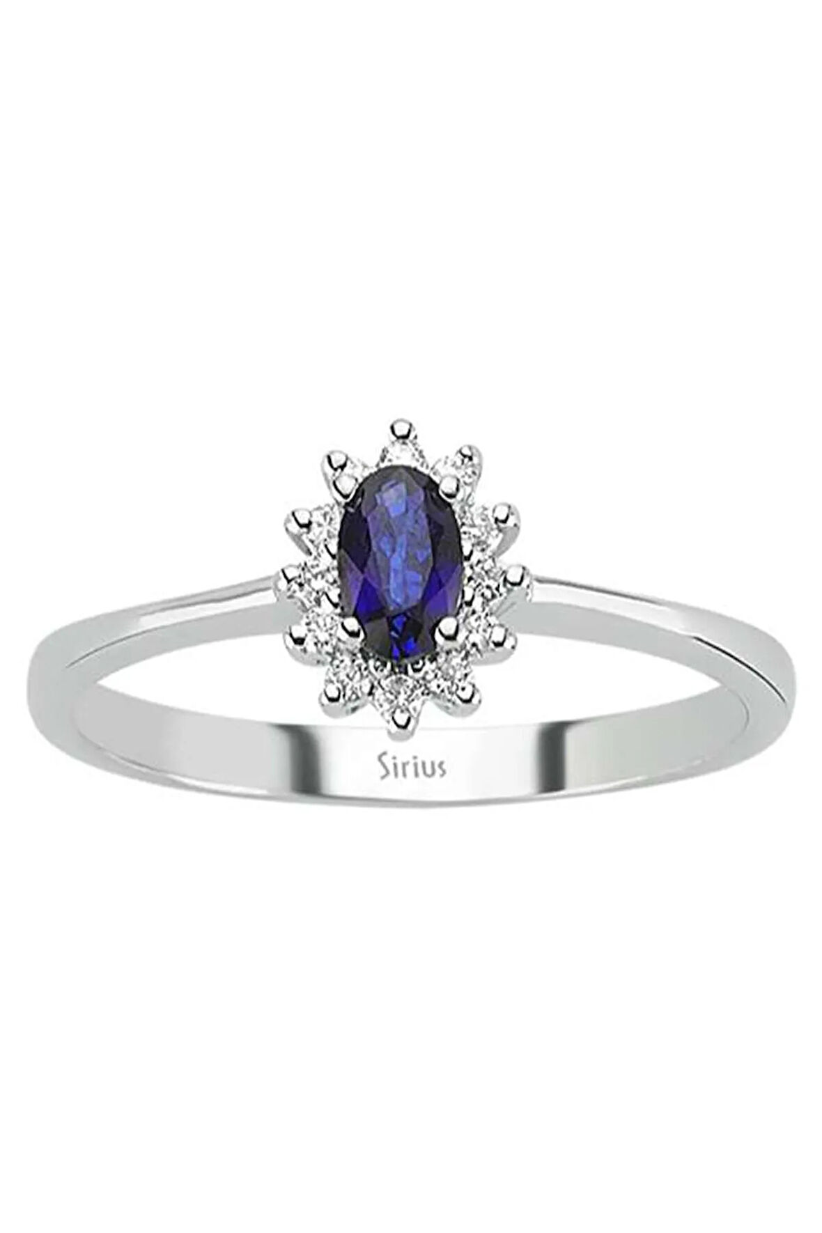 Pırlanta Ve Oval Safir Taşlı Anturaj Yüzük