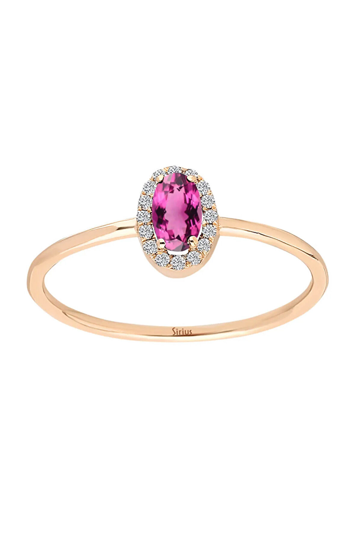 Pırlanta ve Oval Pembe Turmalin Taşlı Yüzük