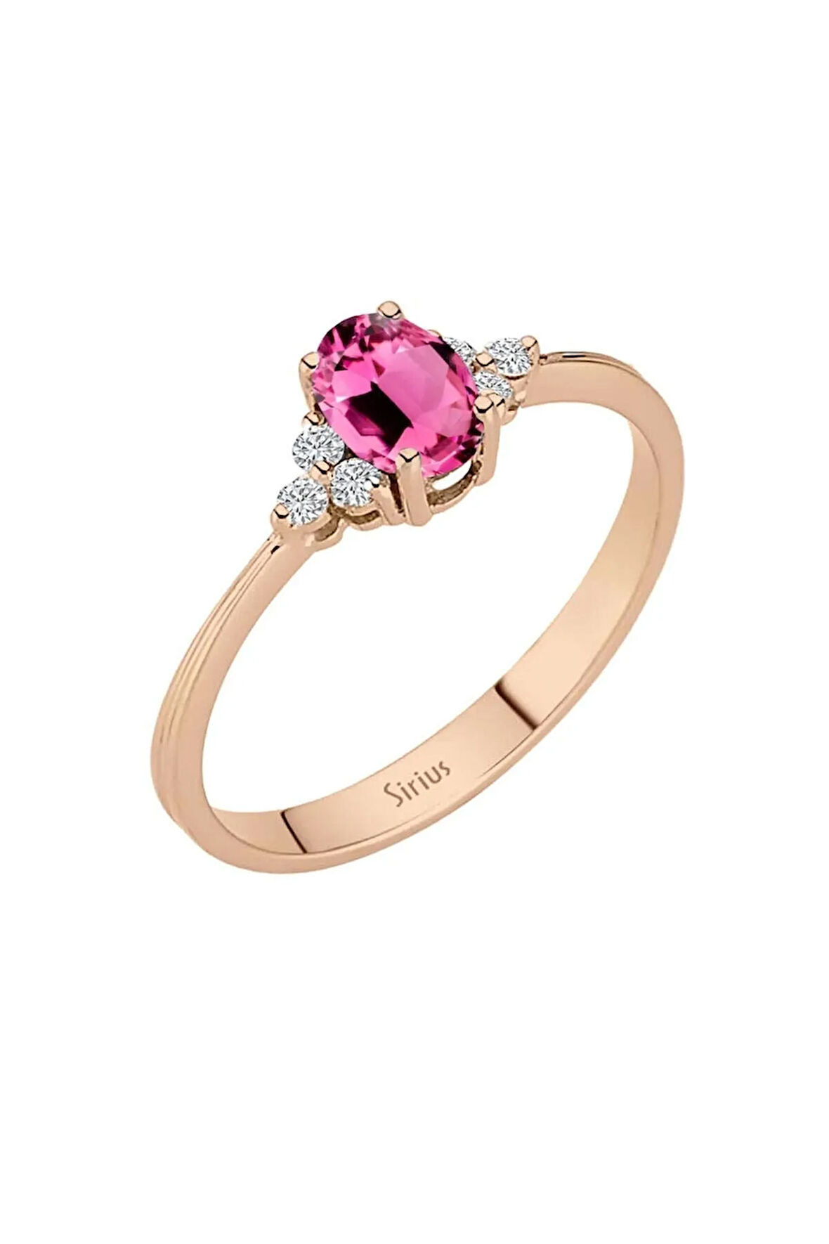 Pırlanta Ve Oval Pembe Turmalin Taşlı Yüzük