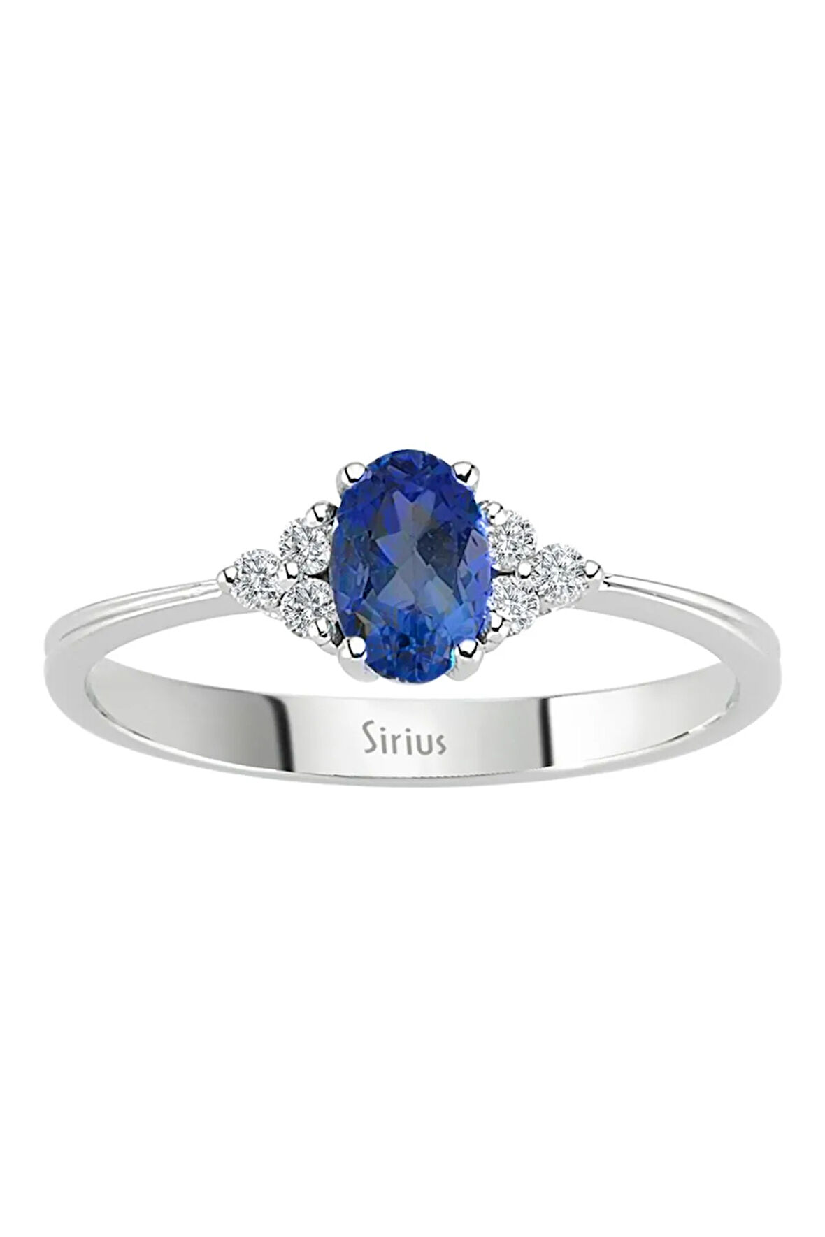 Pırlanta Ve Oval Safir Arya Yüzük