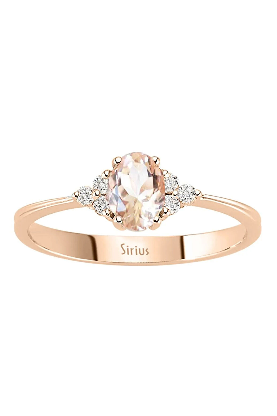Pırlanta Ve Oval Morganite Taşlı Saga Yüzük