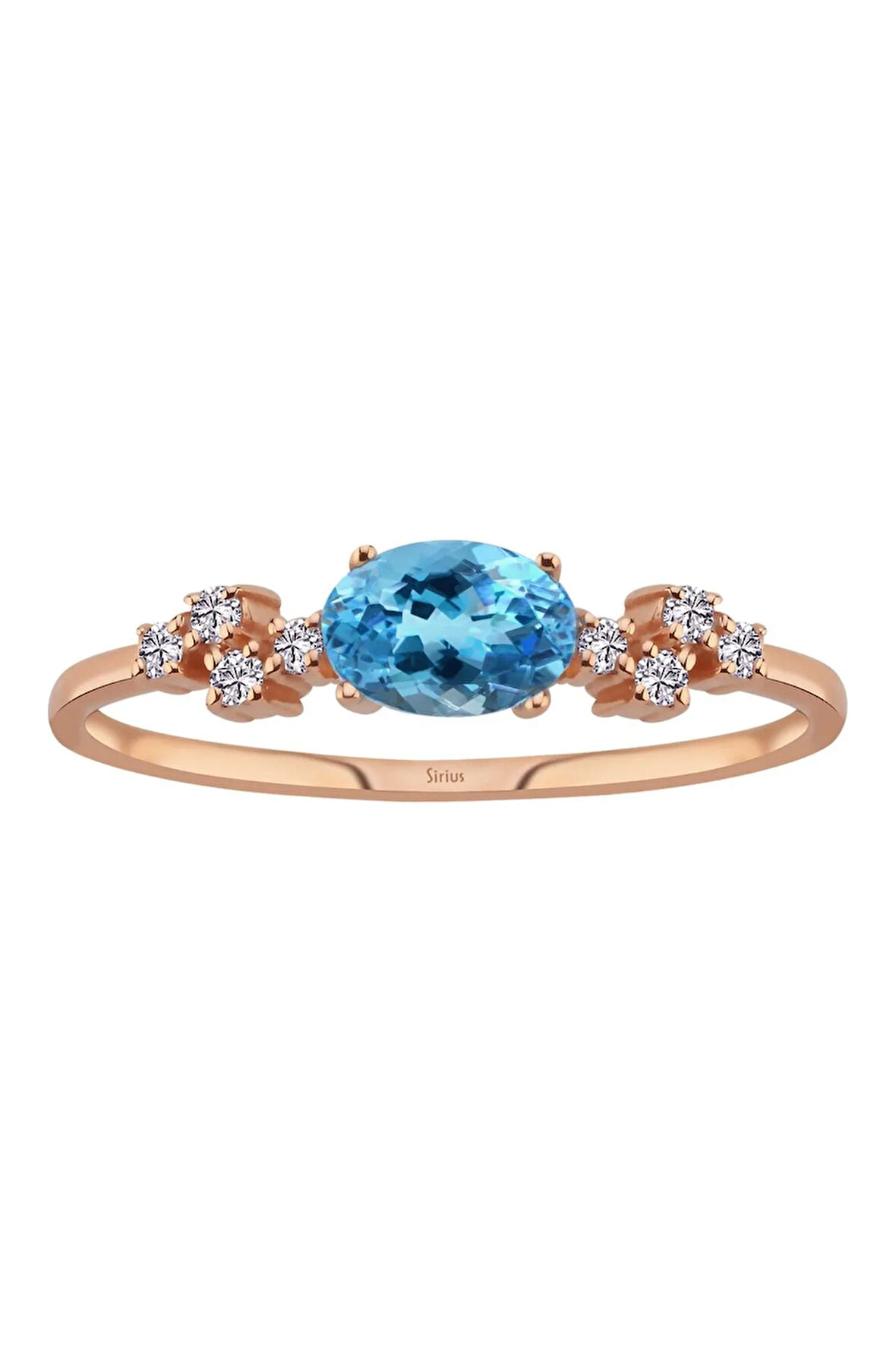 Pırlanta ve Oval Mavi Topaz Taşlı Aquala Yüzük 1117R0340