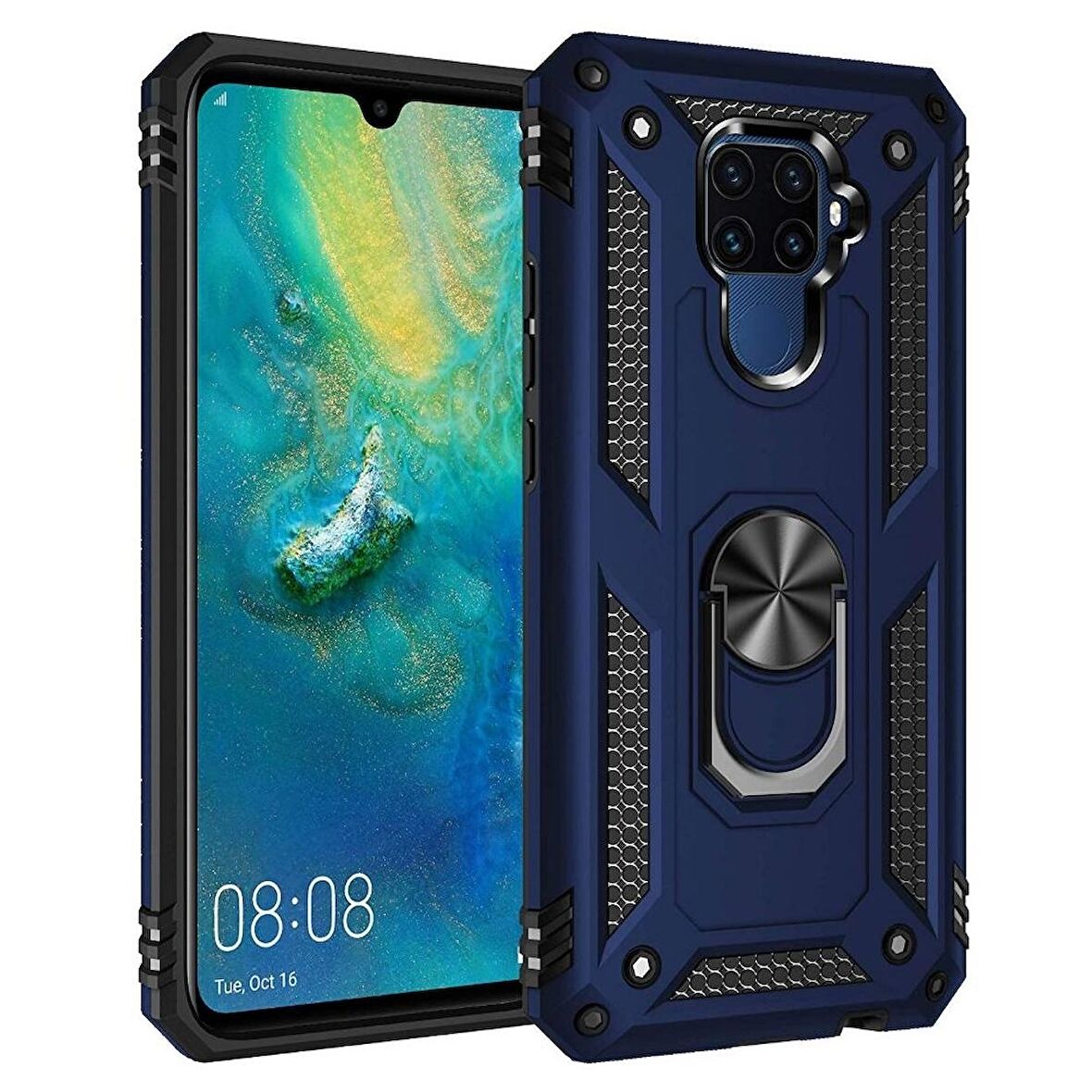 Smcase Huawei Mate 30 Lite Vega Yüzüklü Tank Kapak Kılıf