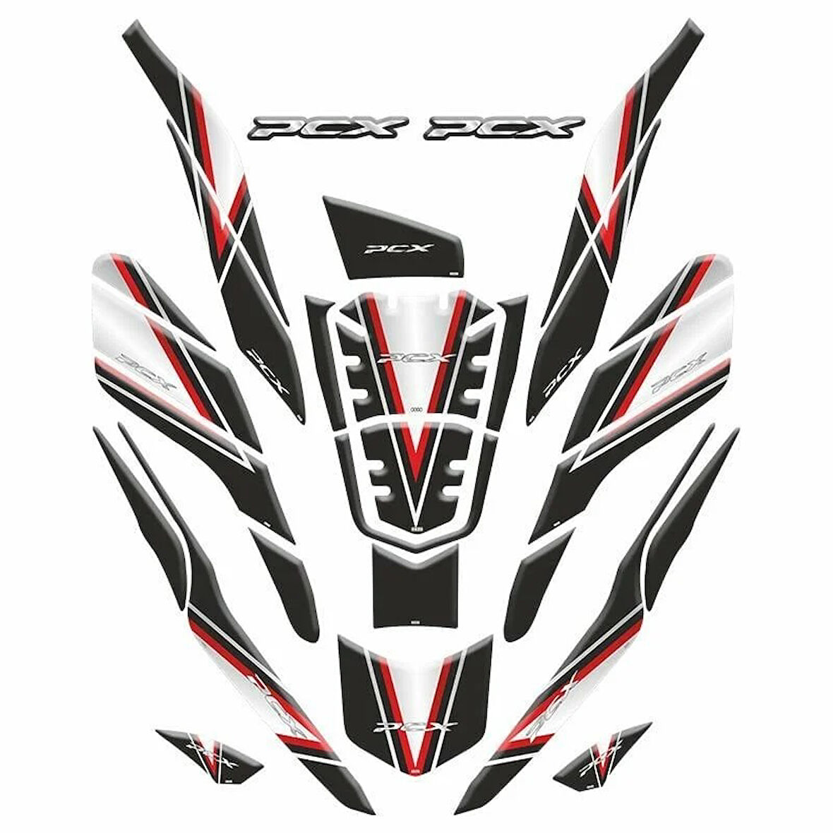 Gogo Tank Pad Set 26 Parça 003 Siyah Beyaz Kırmızı Honda Pcx 125 2021-2024