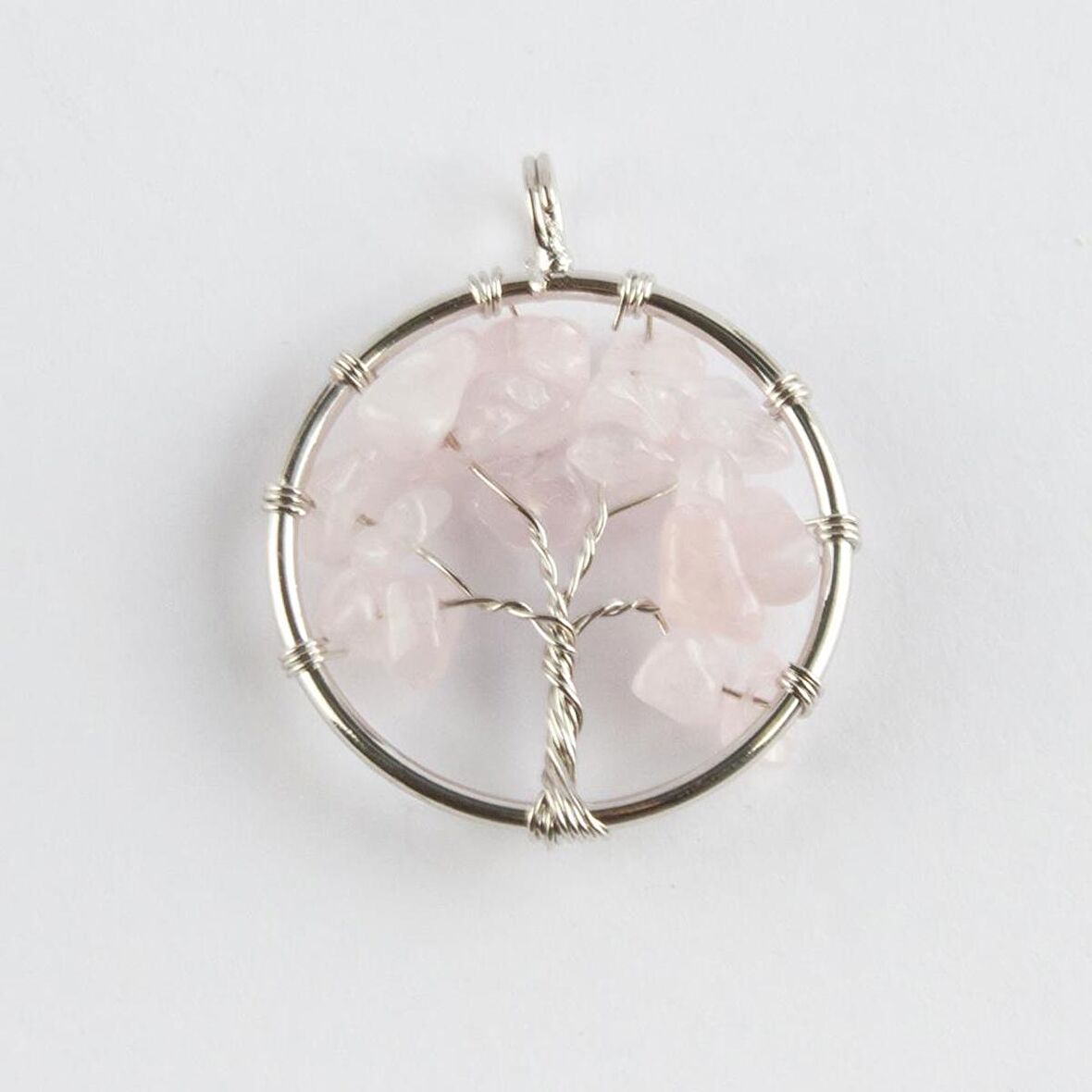 Pembe Kuvars Doğaltaş Kolye Ucu