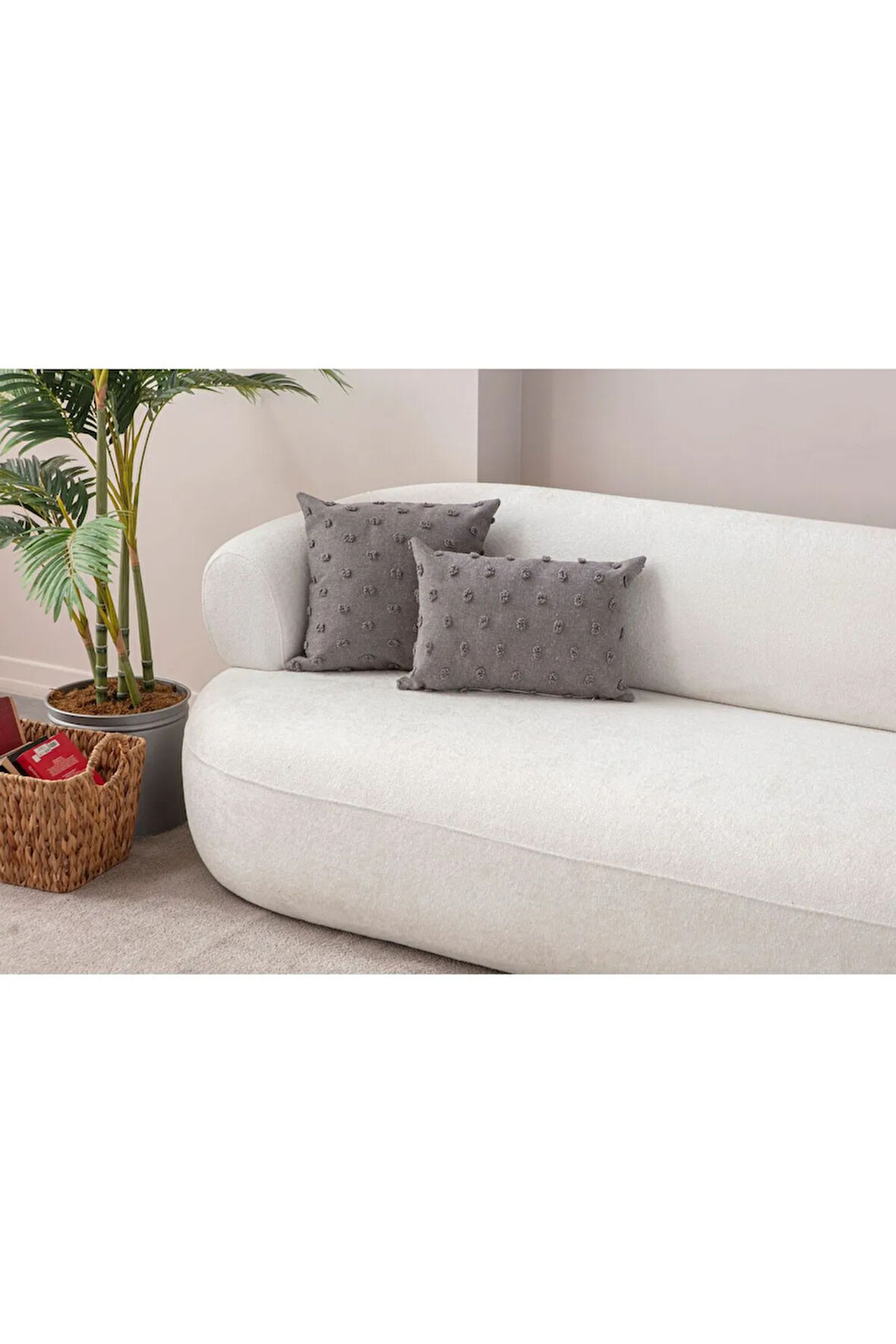 Swita Home İKİLİ Dekoratif Puantiye Keten Kumaşlı Kırlent Kılıfı 43x43, 35X50