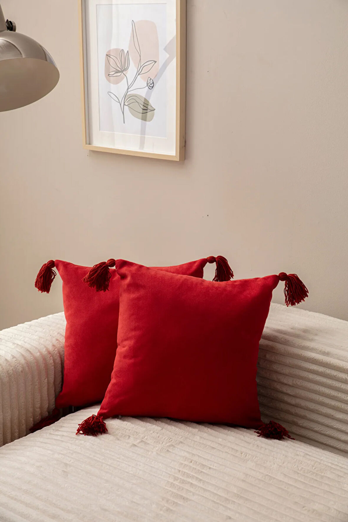 Swita Home Home Design İkili Dekoratif Püsküllü Kırlent Kılıfı Kiremit 43x43