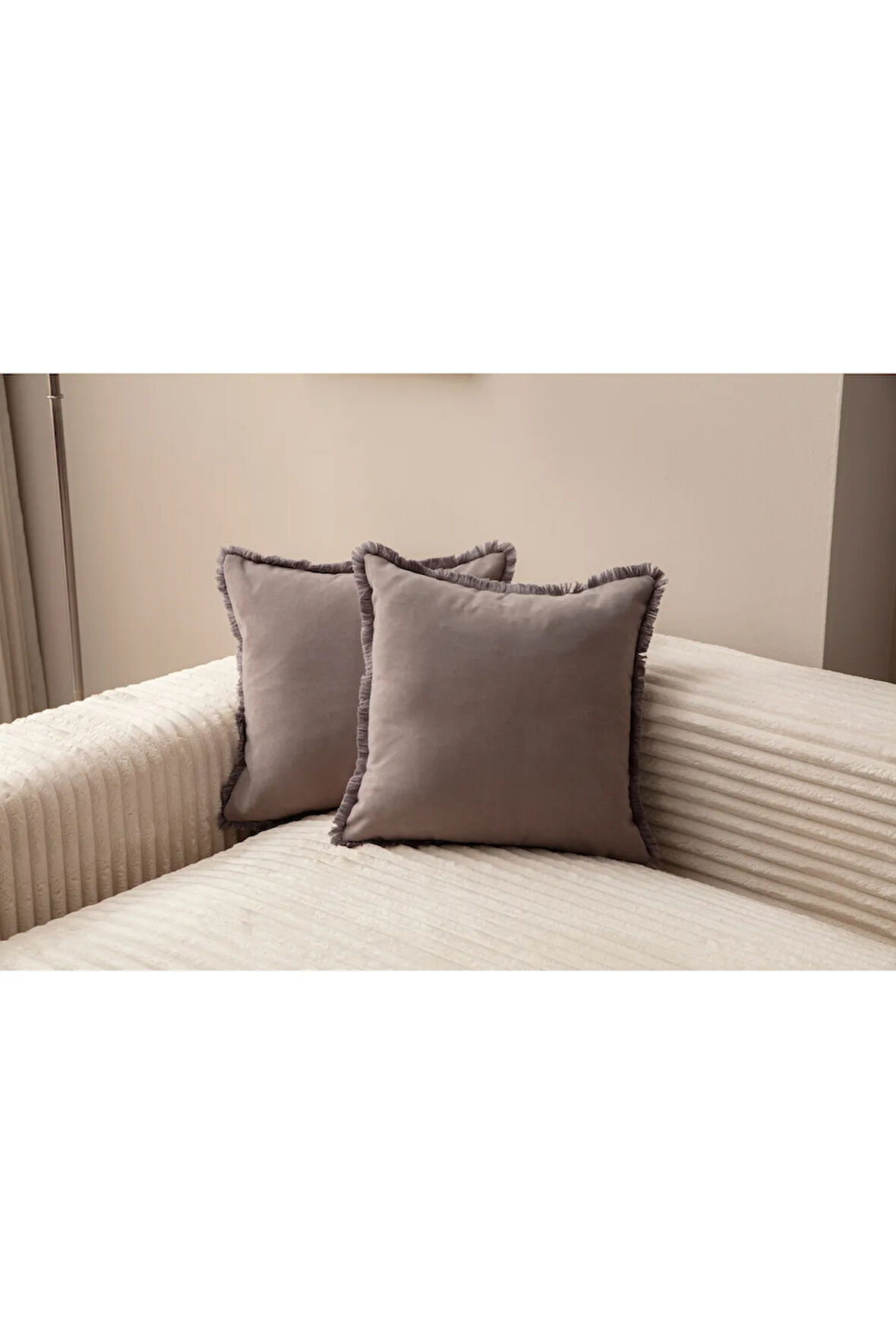 Swita Home Gri Rengi Saçaklı Tek Renk 43X43 Kırlent Kılıfı