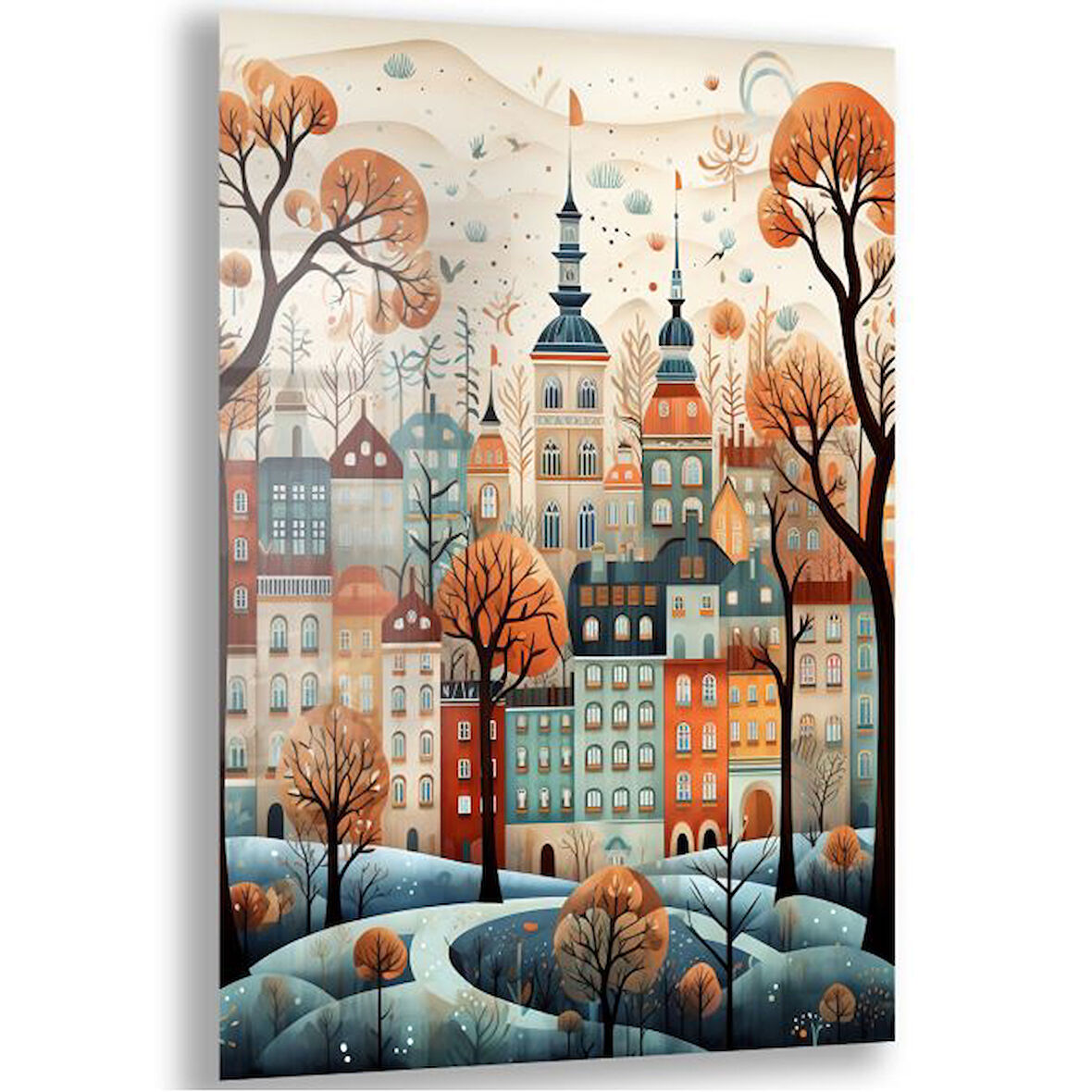 Yolculuk ve Seyahat Cam Tablo - Karışık - Dikey Motif 01-087