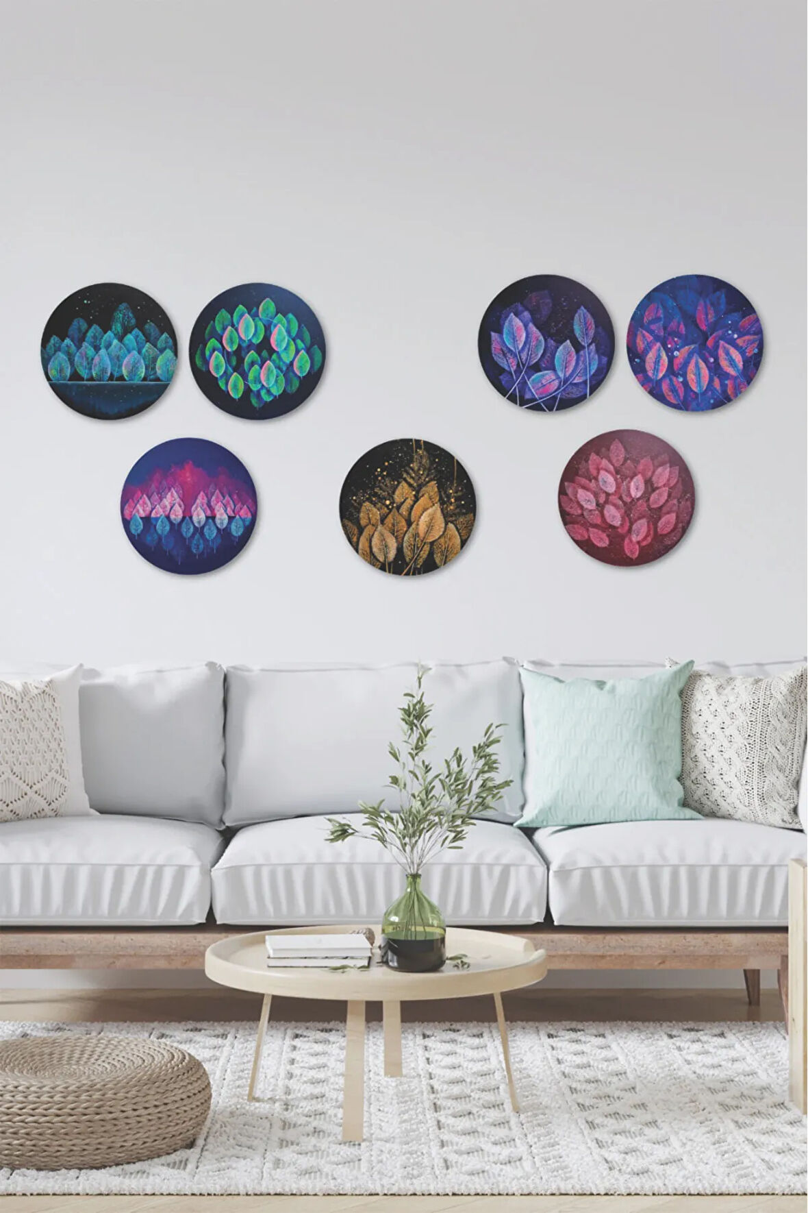 Yaprak Tablo Modeli, 7'li Mdf Set, Ev, Oturma Odası, Yatak Odası, Salon, Ofis Duvar Dekoru