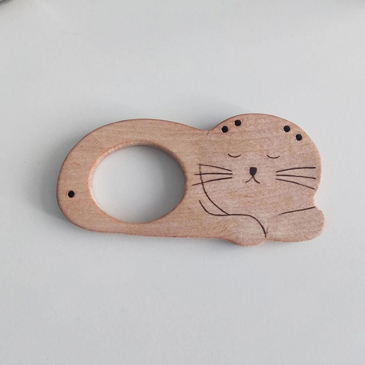 Bébé Vitaa Doğal Ahşap Kedi Figürlü Diş Kaşıyıcı