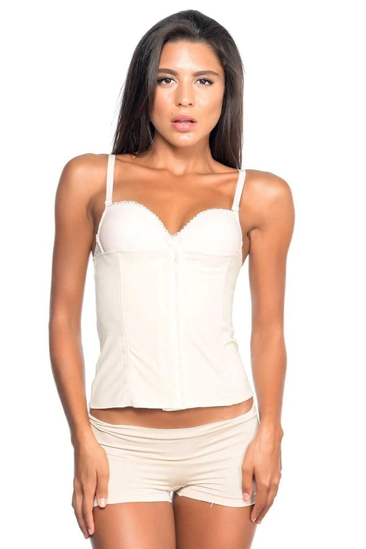 Kadın Ten Agraflı Balenli Bel Korse M2865