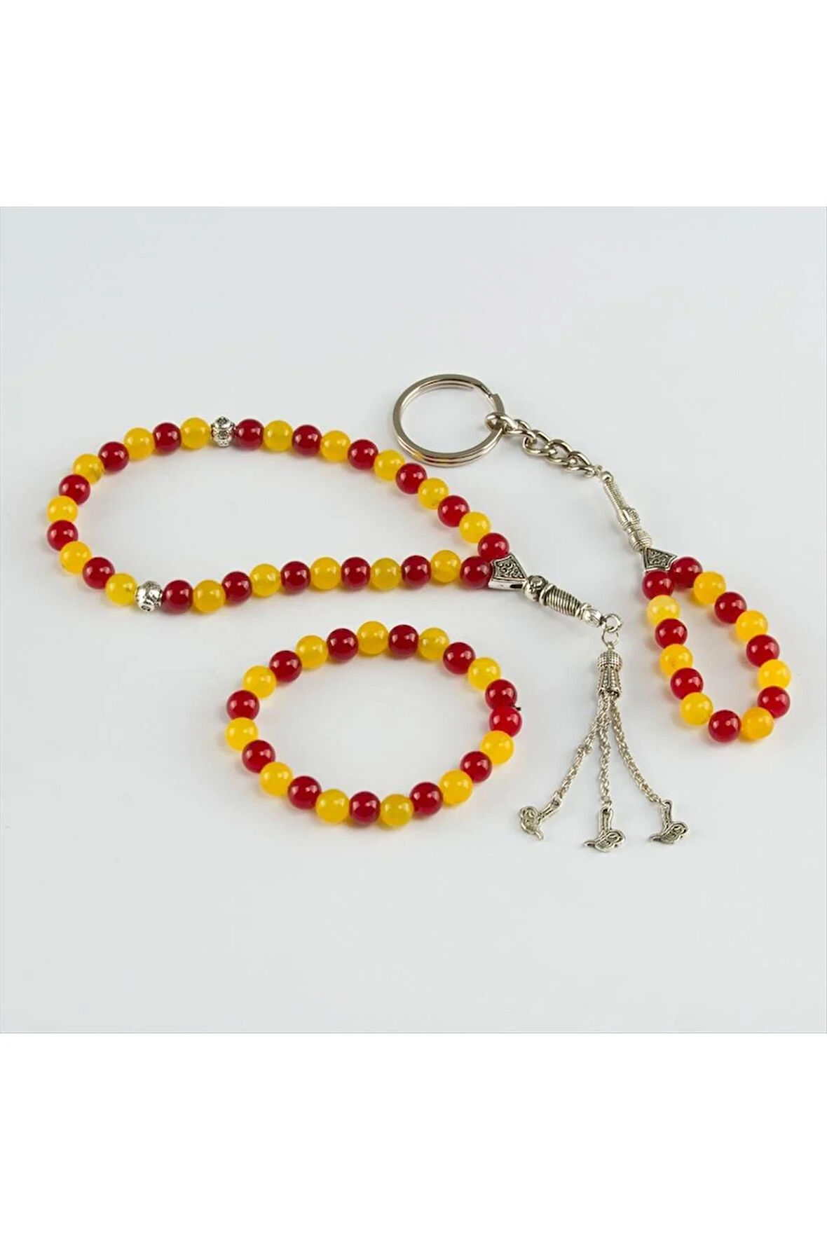 3' lü Doğal Taş Set (Anahtarlık,Bileklik,Tesbih)