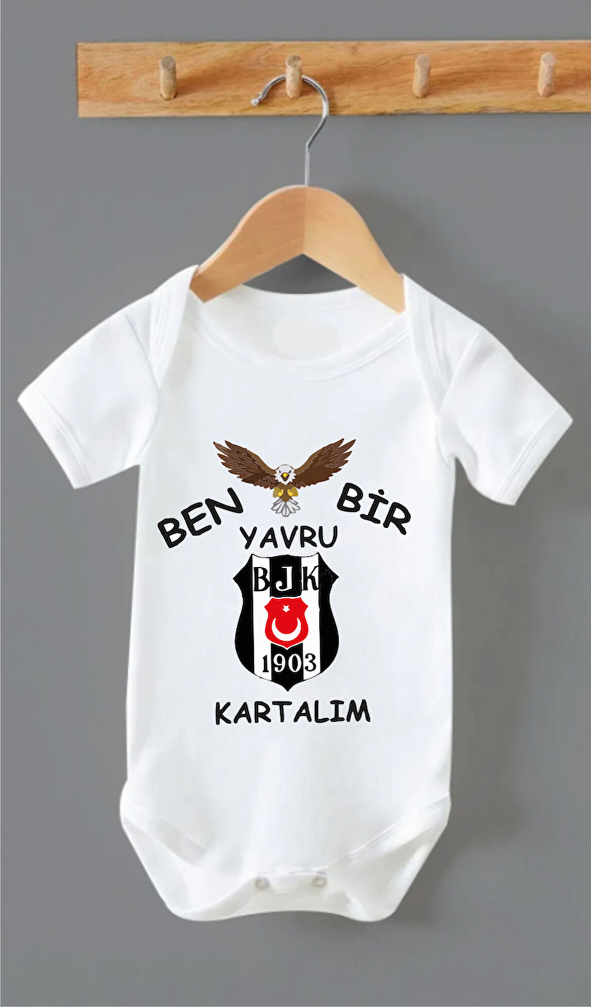 ORGANİK %100 PAMUKLU YAVRU KARTAL BASKILI Bebek Body Çıtçıtlı Badi 000
