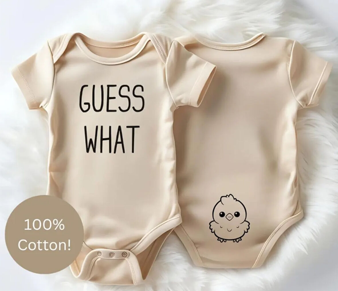 Funny Guess What Baby %100 Pamuk Bebek Body BEYAZ