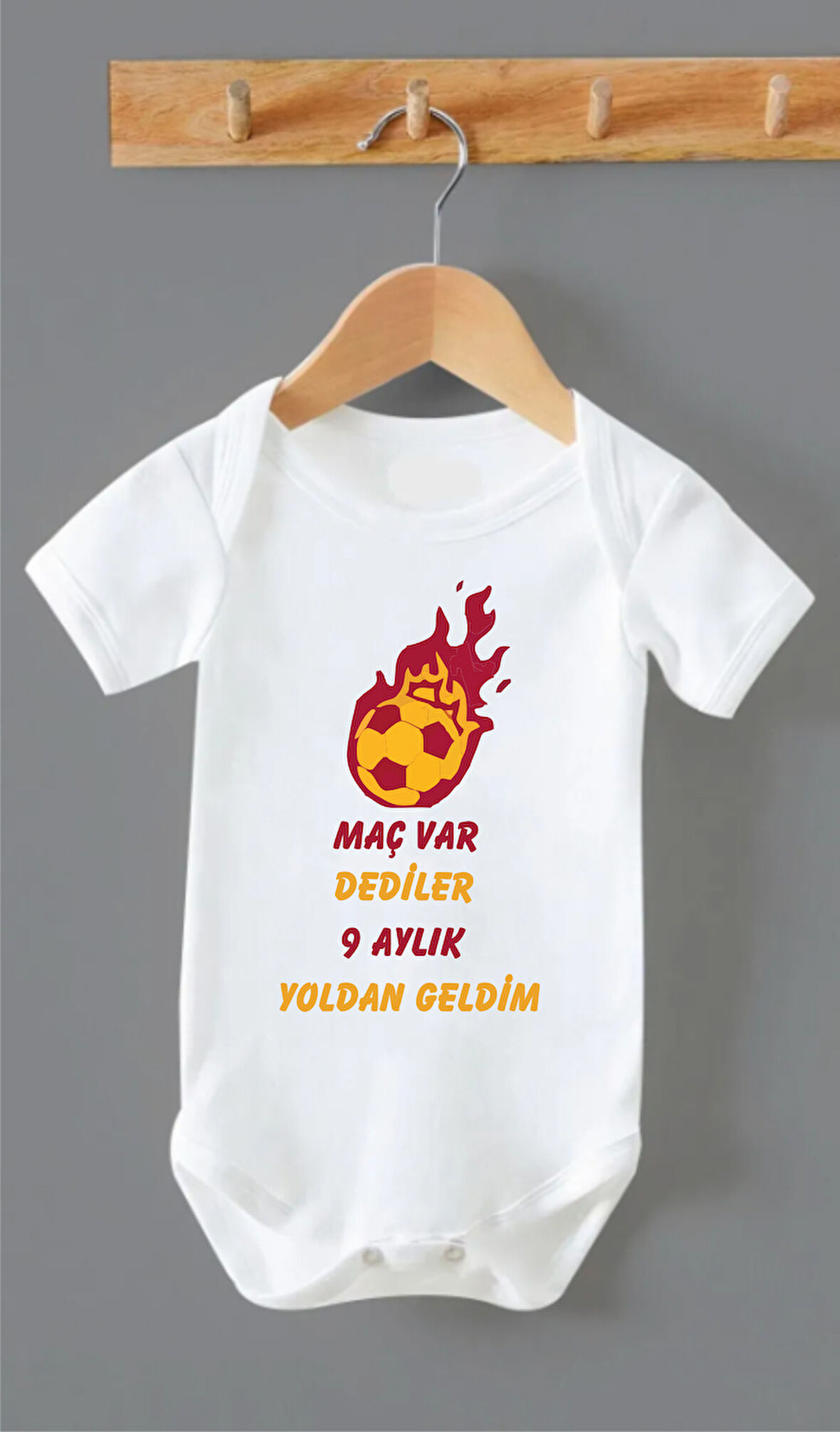 ORGANİK %100 PAMUKLU MAÇ VAR DEDİLER BASKILI Bebek Body Çıtçıtlı Badi003